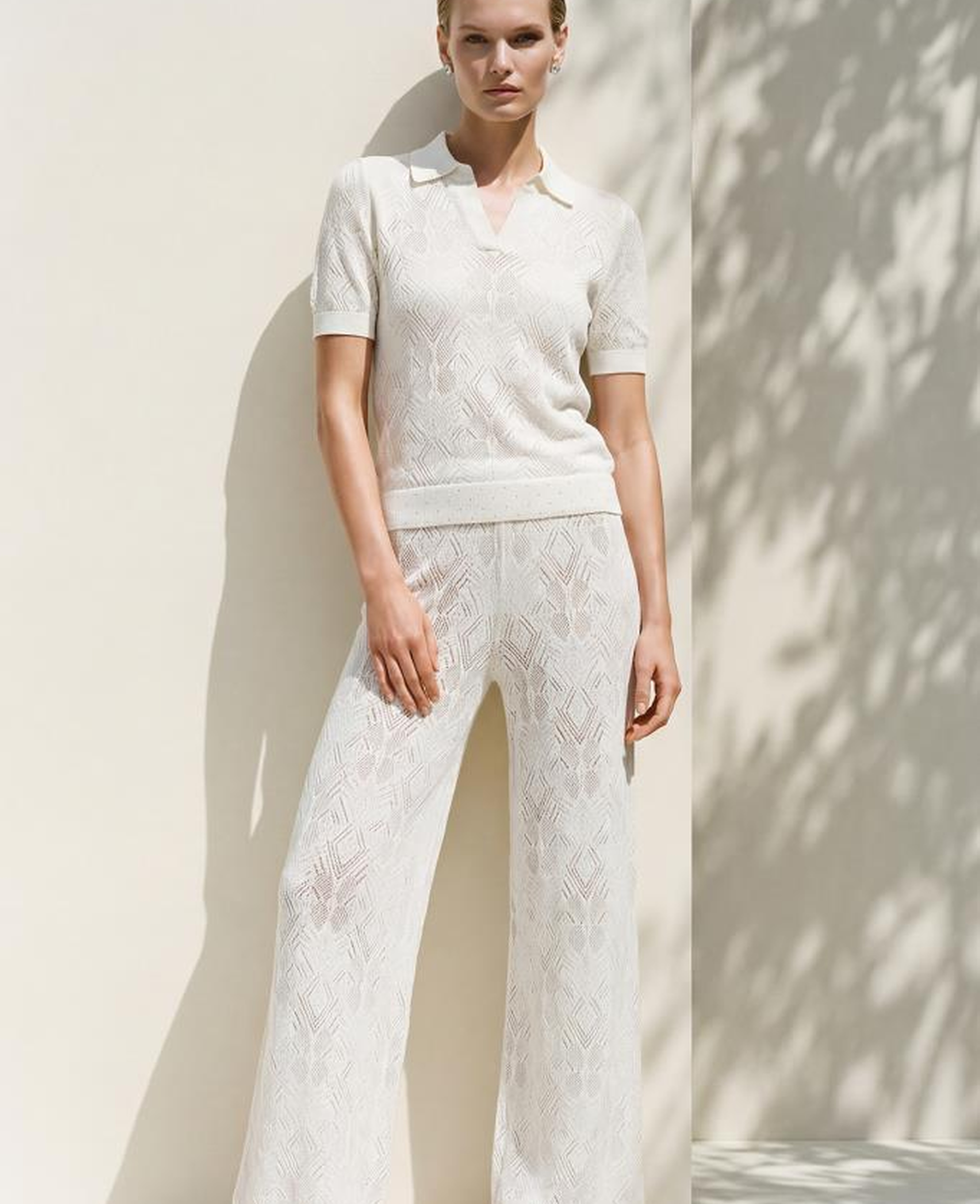 Join Us Polo Yaka Ajurlu Beyaz Bluz