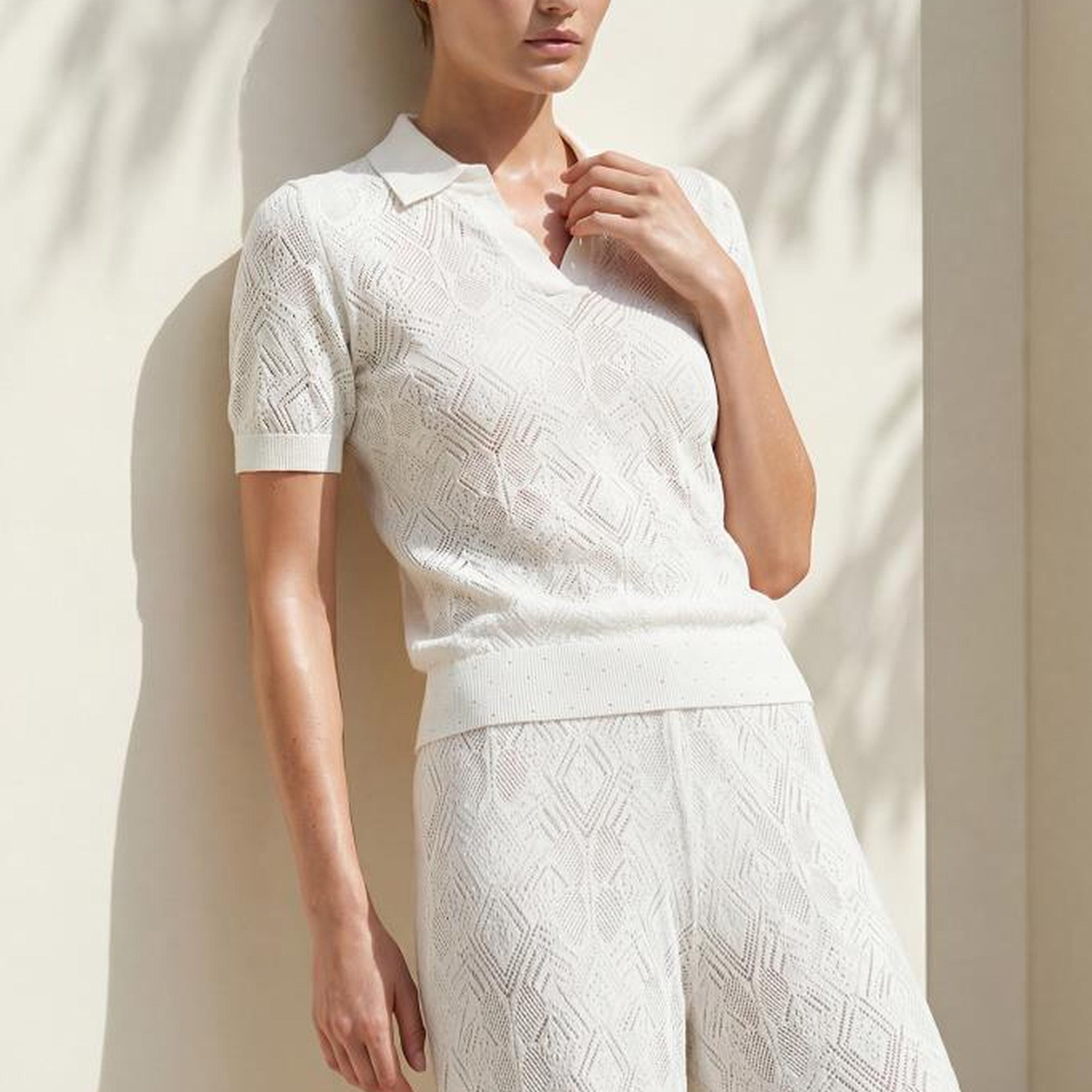 Join Us Polo Yaka Ajurlu Beyaz Bluz