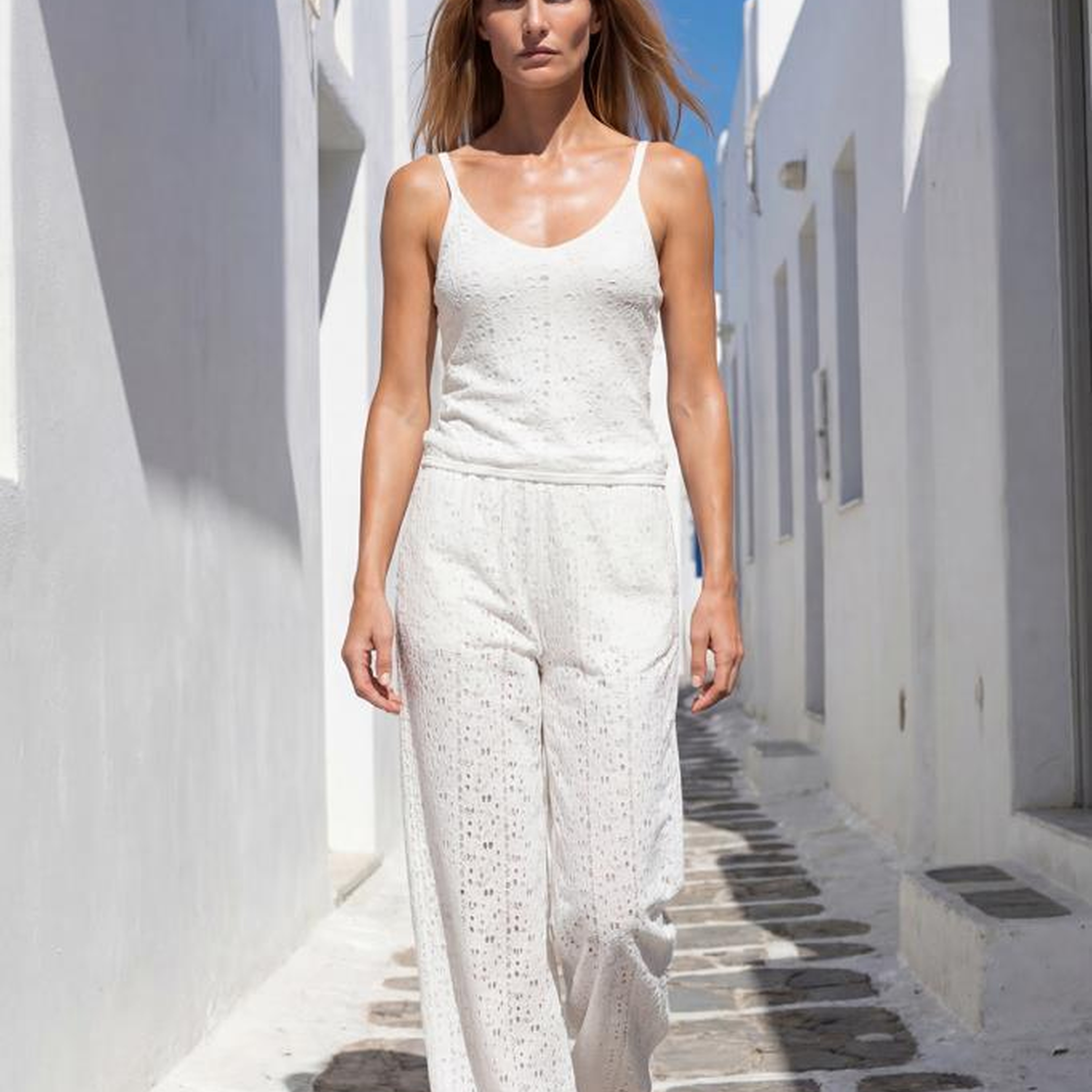 Join Us V Yaka Ajurlu Beyaz Top