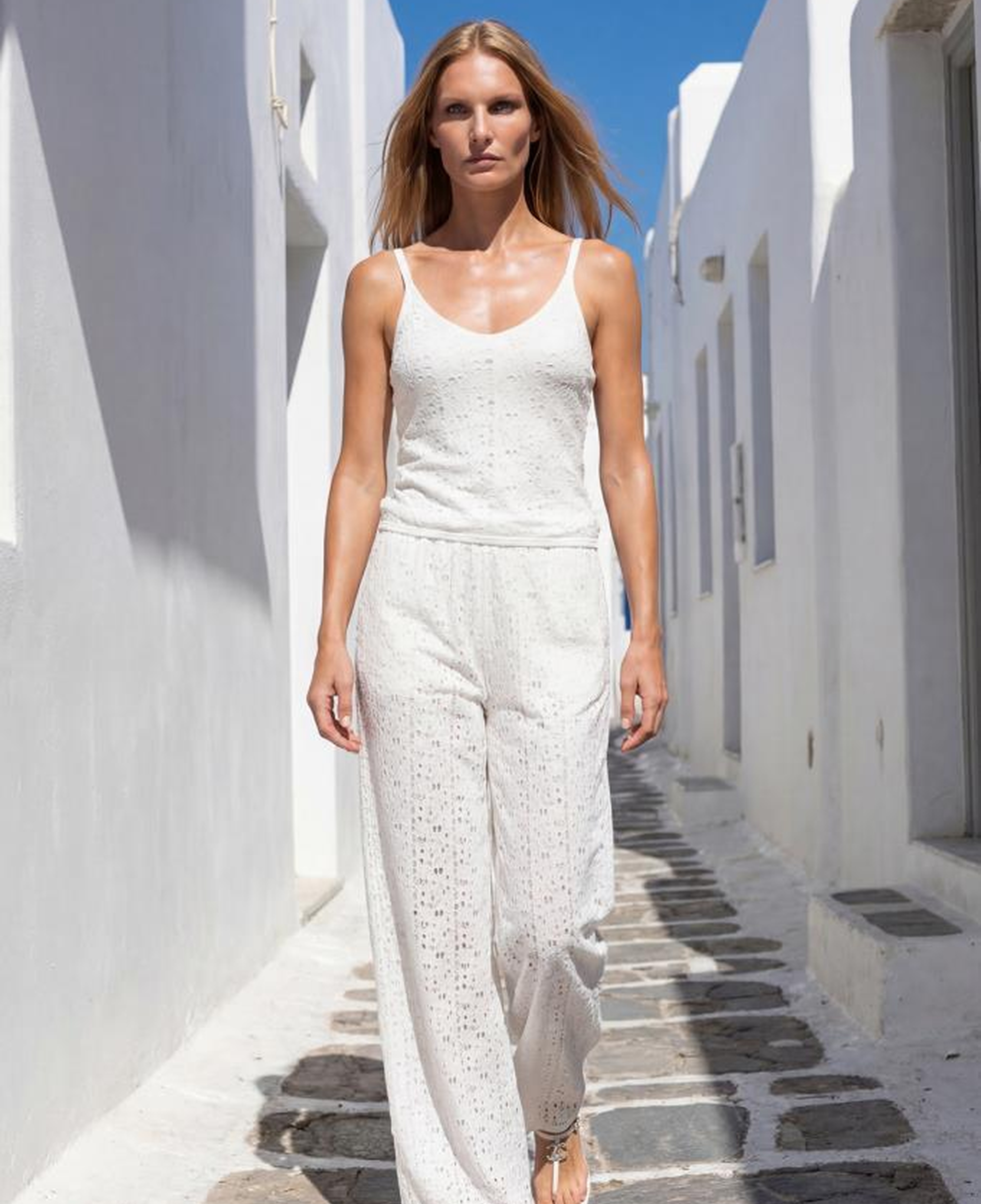 Join Us V Yaka Ajurlu Beyaz Top