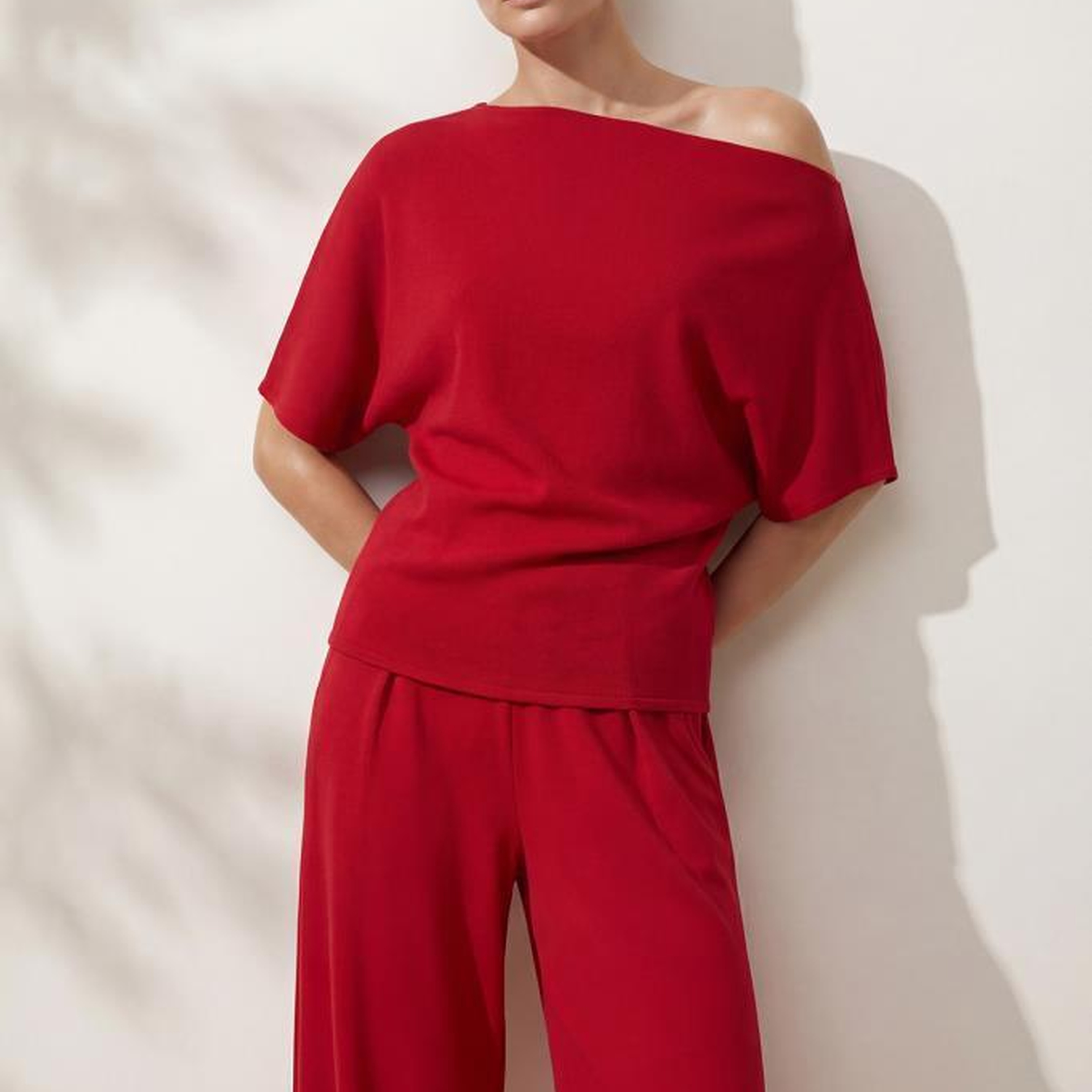 Join Us Kayık Yaka Kırmızı Bluz