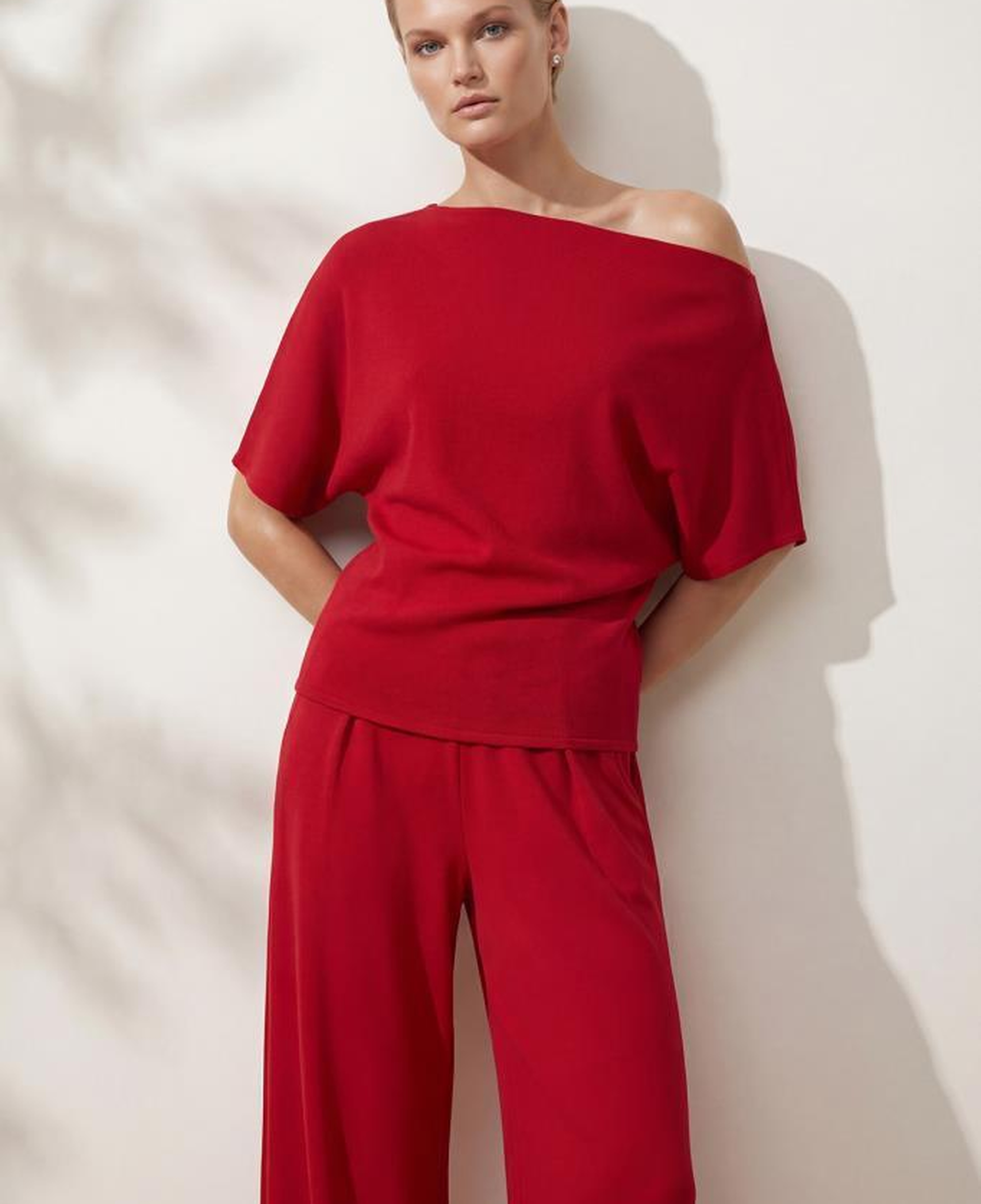 Join Us Kayık Yaka Kırmızı Bluz