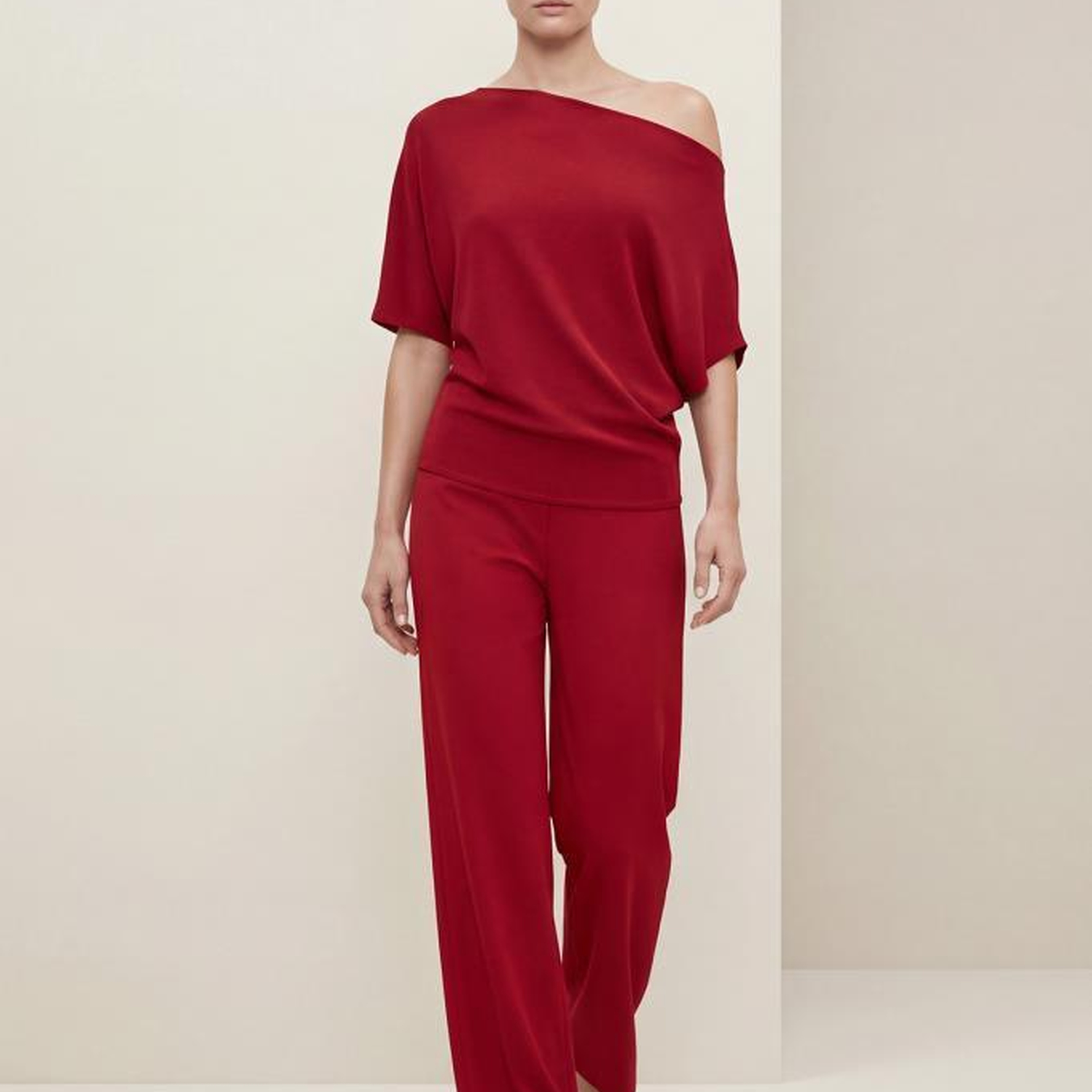 Join Us Kayık Yaka Kırmızı Bluz