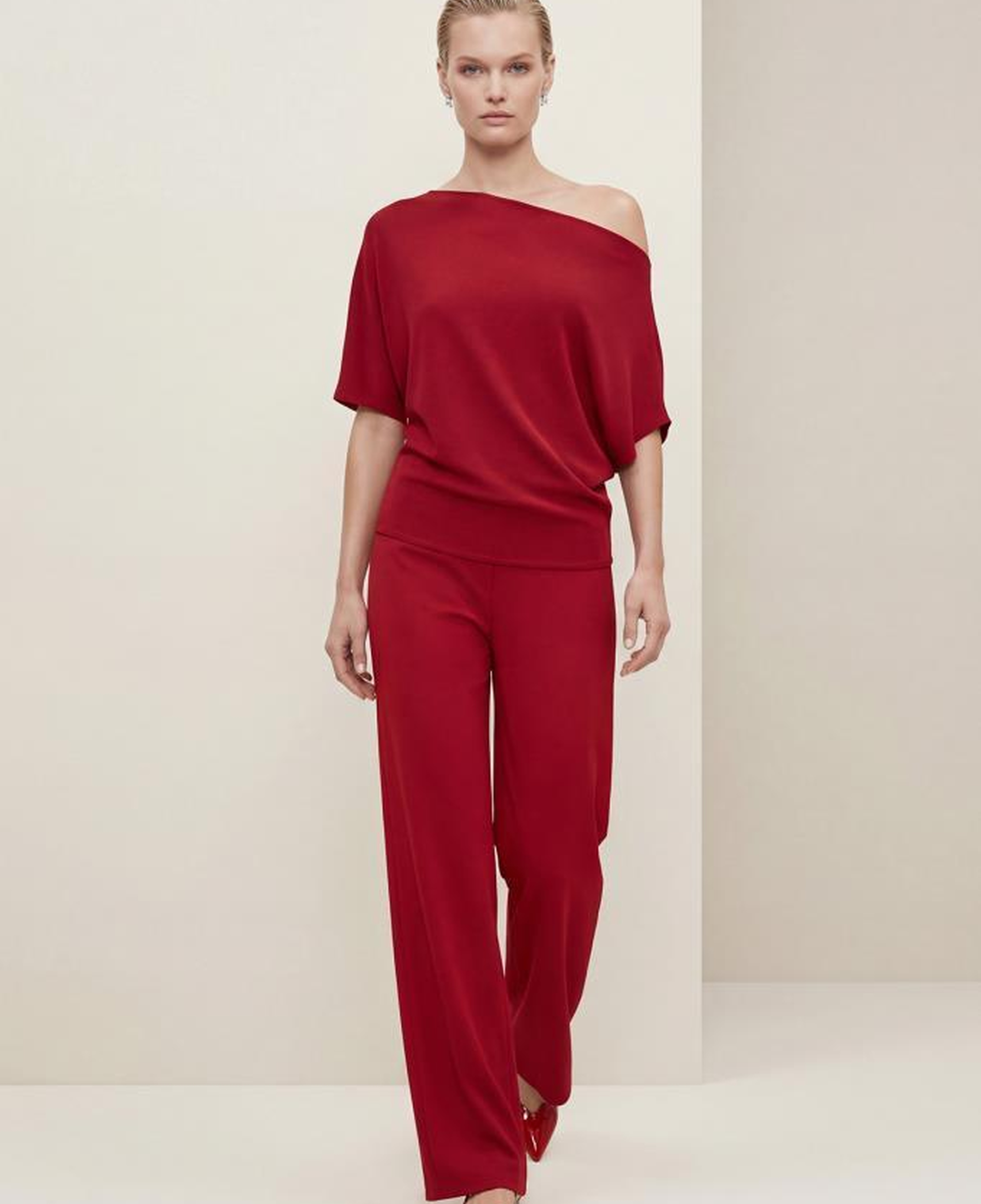 Join Us Kayık Yaka Kırmızı Bluz