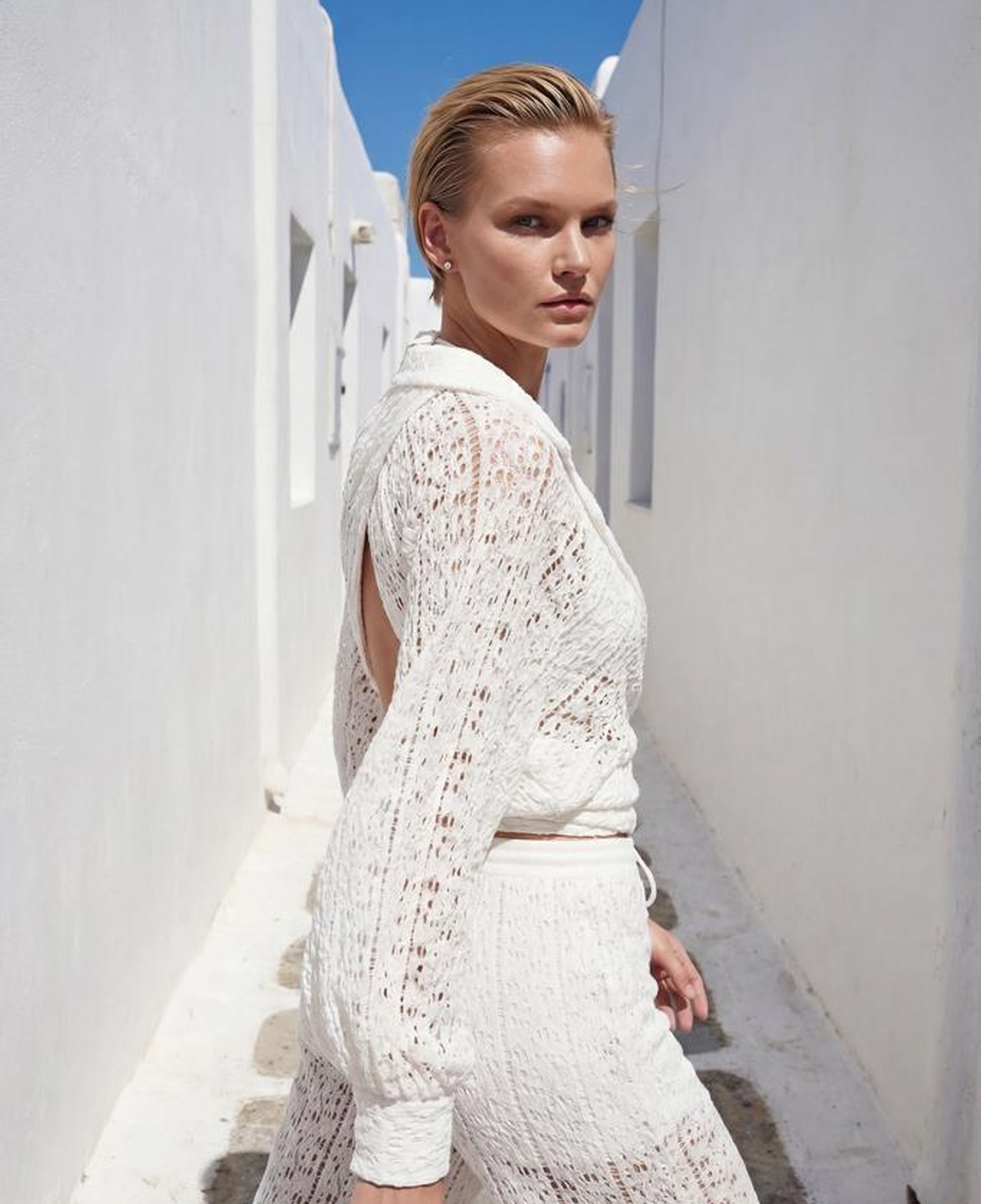 Join Us Ajurlu Bağlama Detaylı Beyaz Gömlek