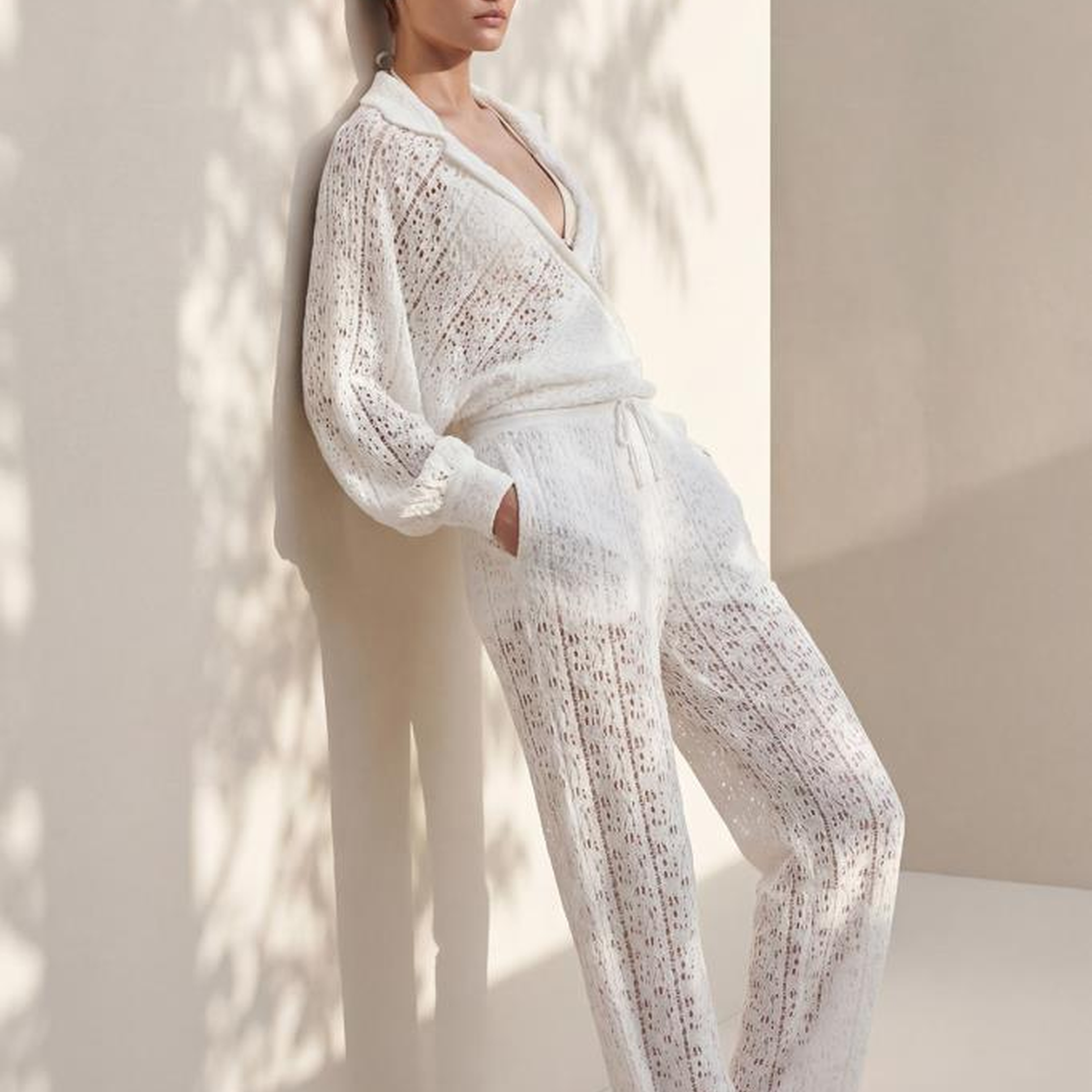 Join Us Ajurlu Bağlama Detaylı Beyaz Gömlek