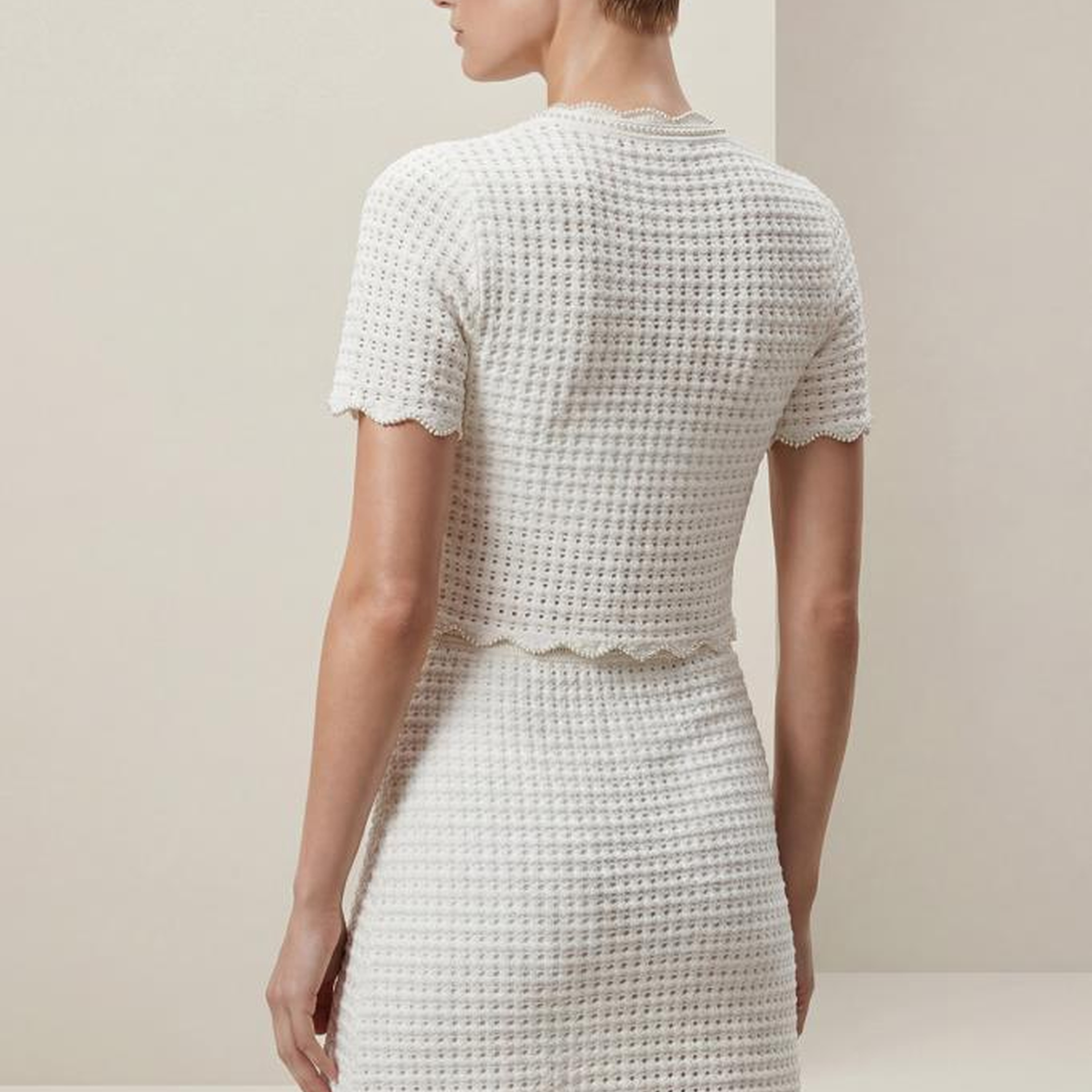 Join Us El İşi İnci Detaylı Düğmeli Beyaz Bluz