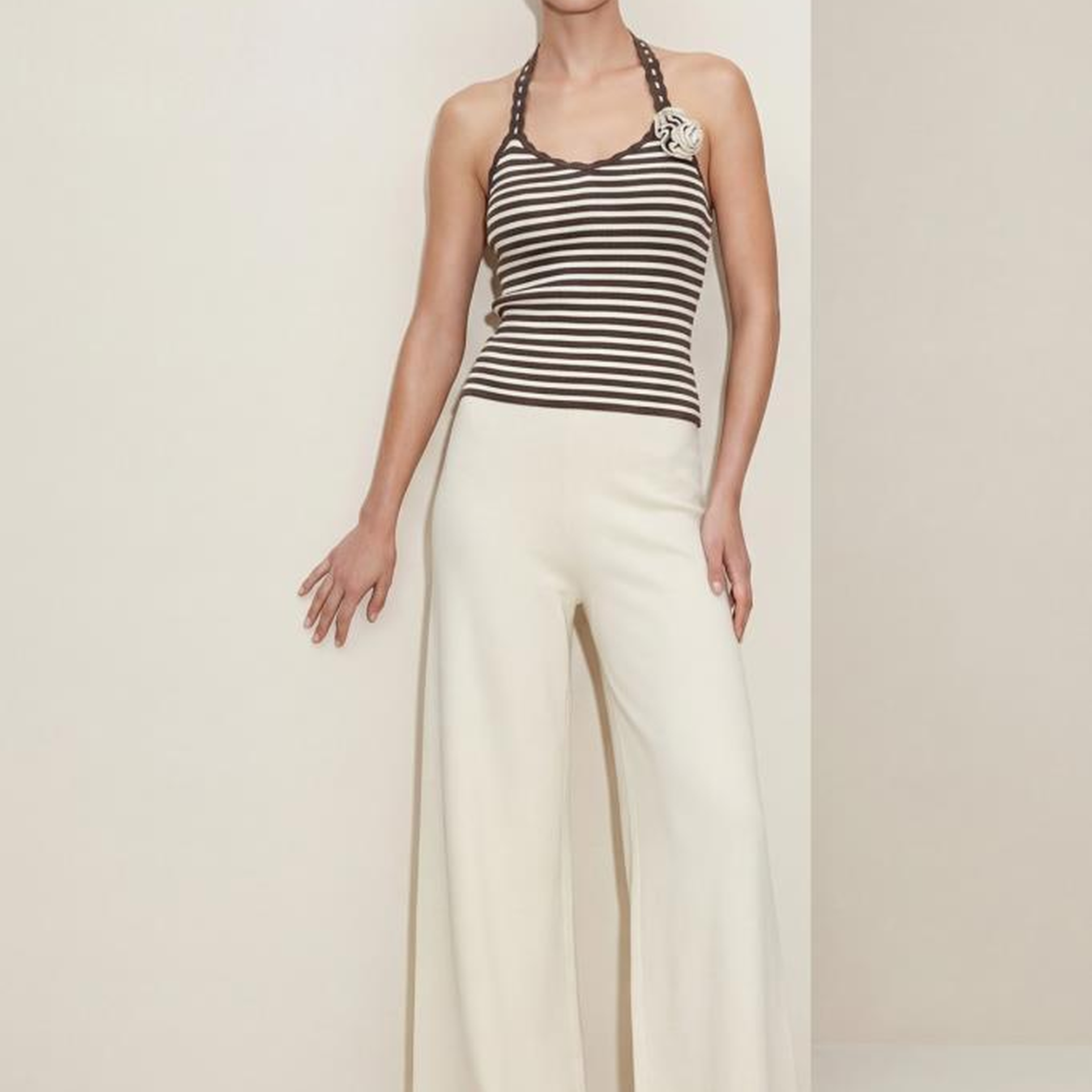 Join Us El İşi Çiçek Detaylı Çizgili Multi Bluz