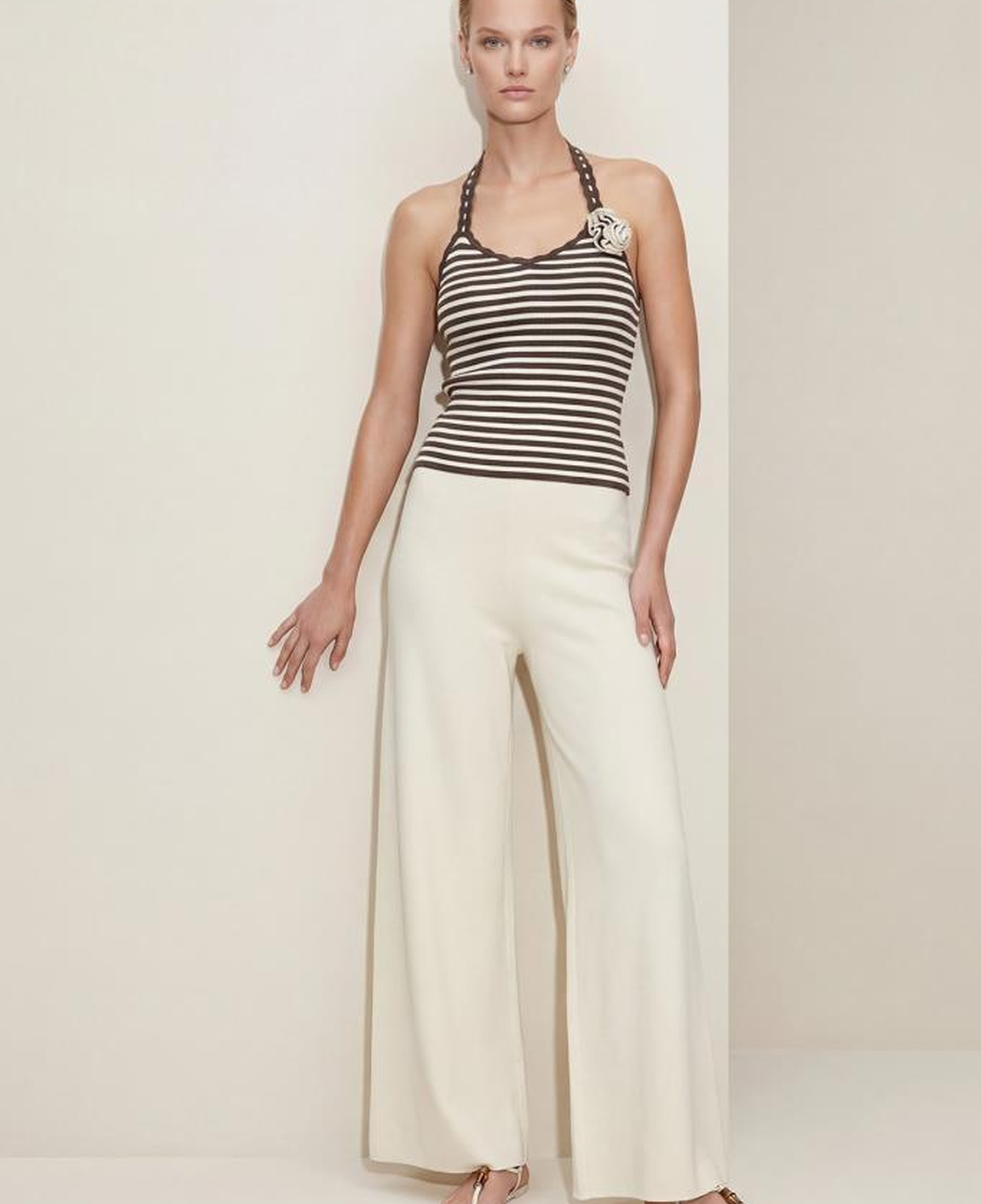 Join Us El İşi Çiçek Detaylı Çizgili Multi Bluz