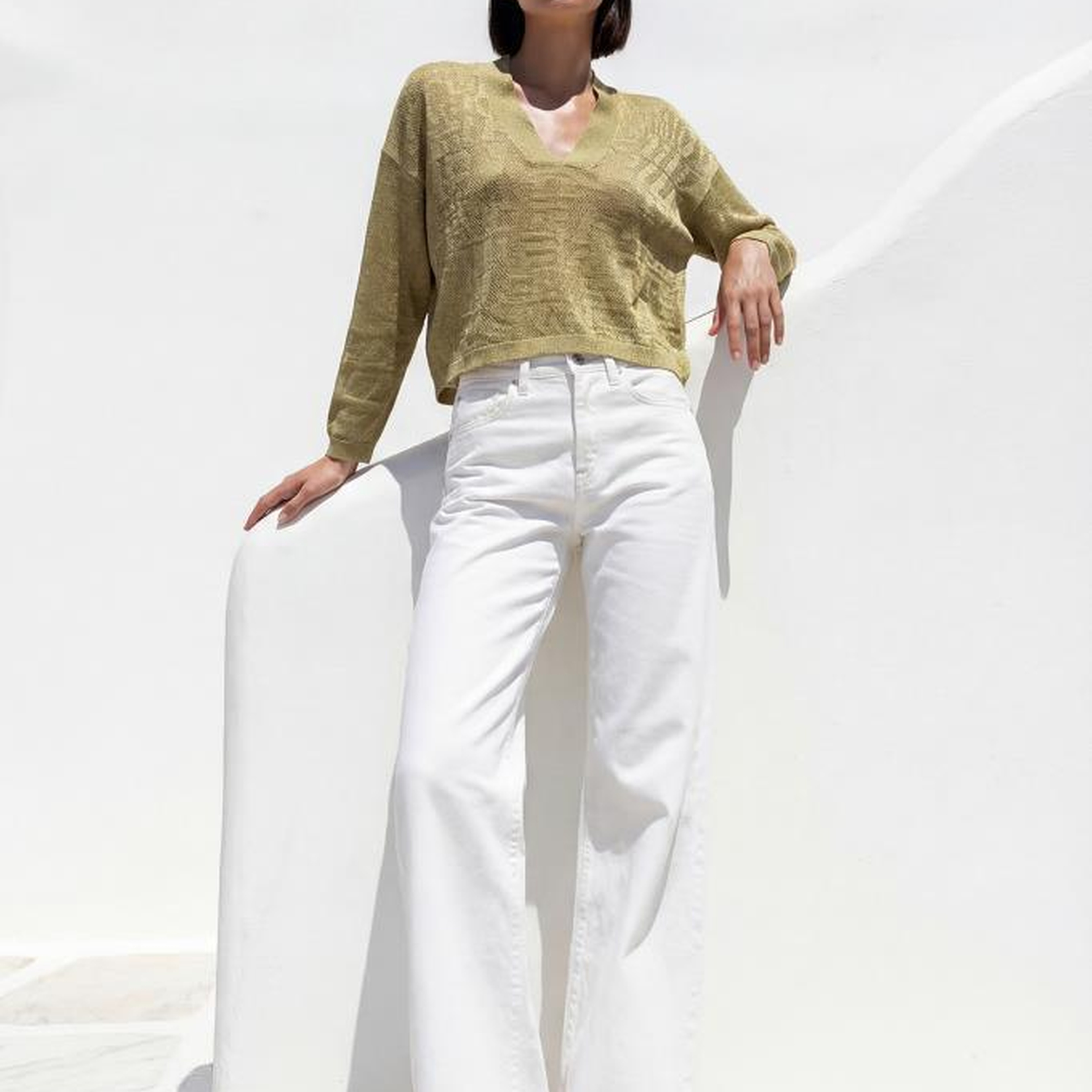 Join Us V Yaka Ajurlu Yeşil Bluz