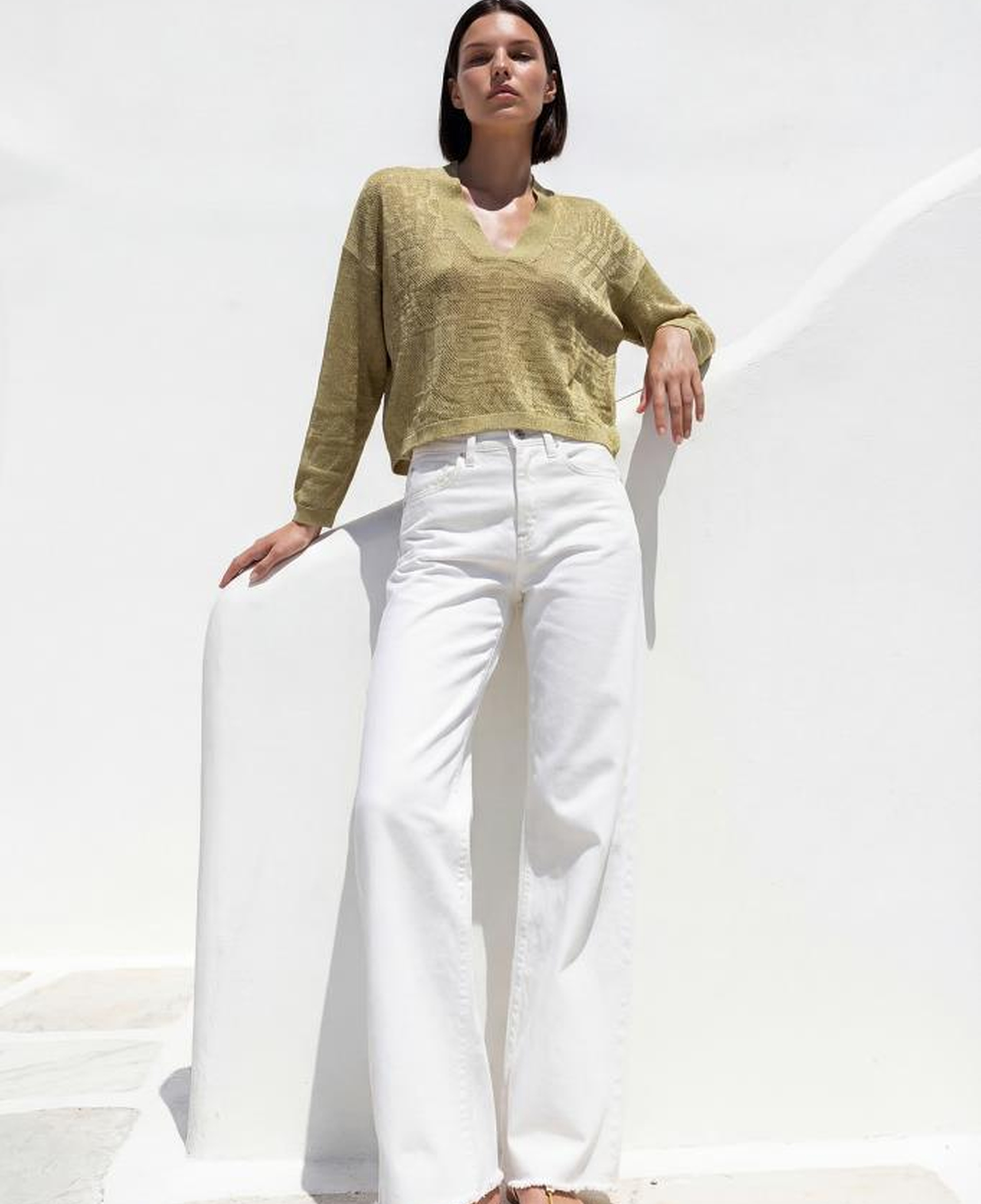 Join Us V Yaka Ajurlu Yeşil Bluz