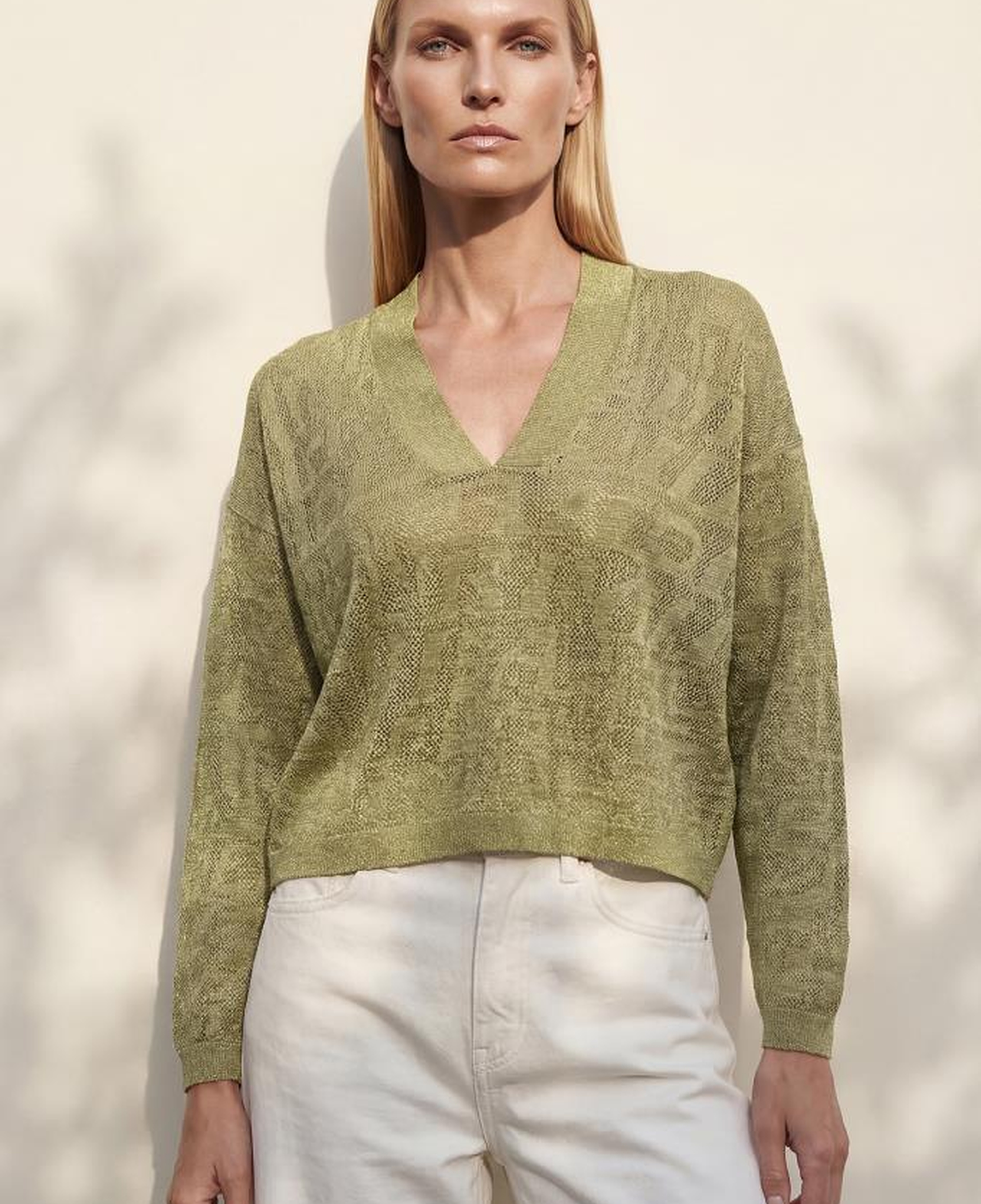 Join Us V Yaka Ajurlu Yeşil Bluz