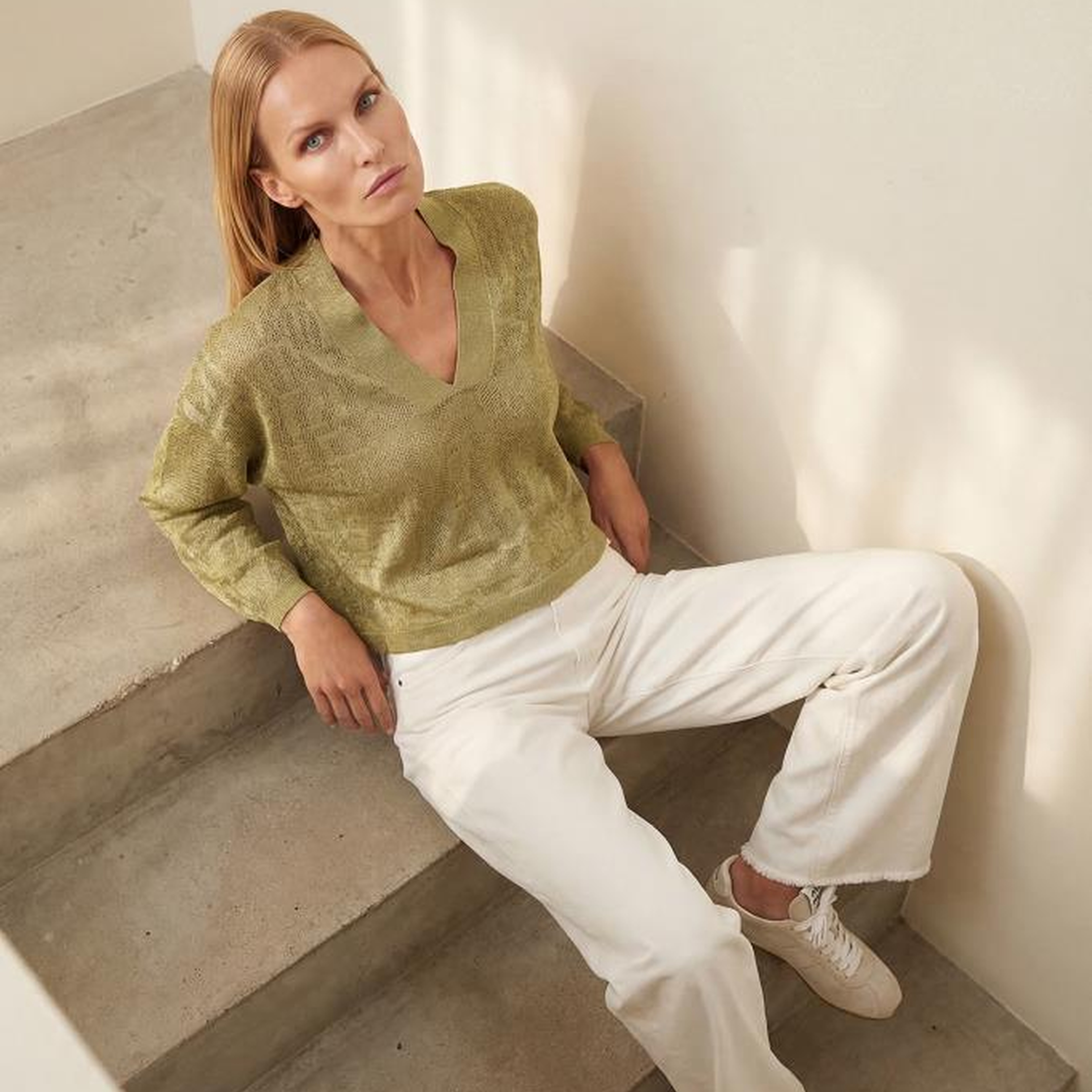 Join Us V Yaka Ajurlu Yeşil Bluz