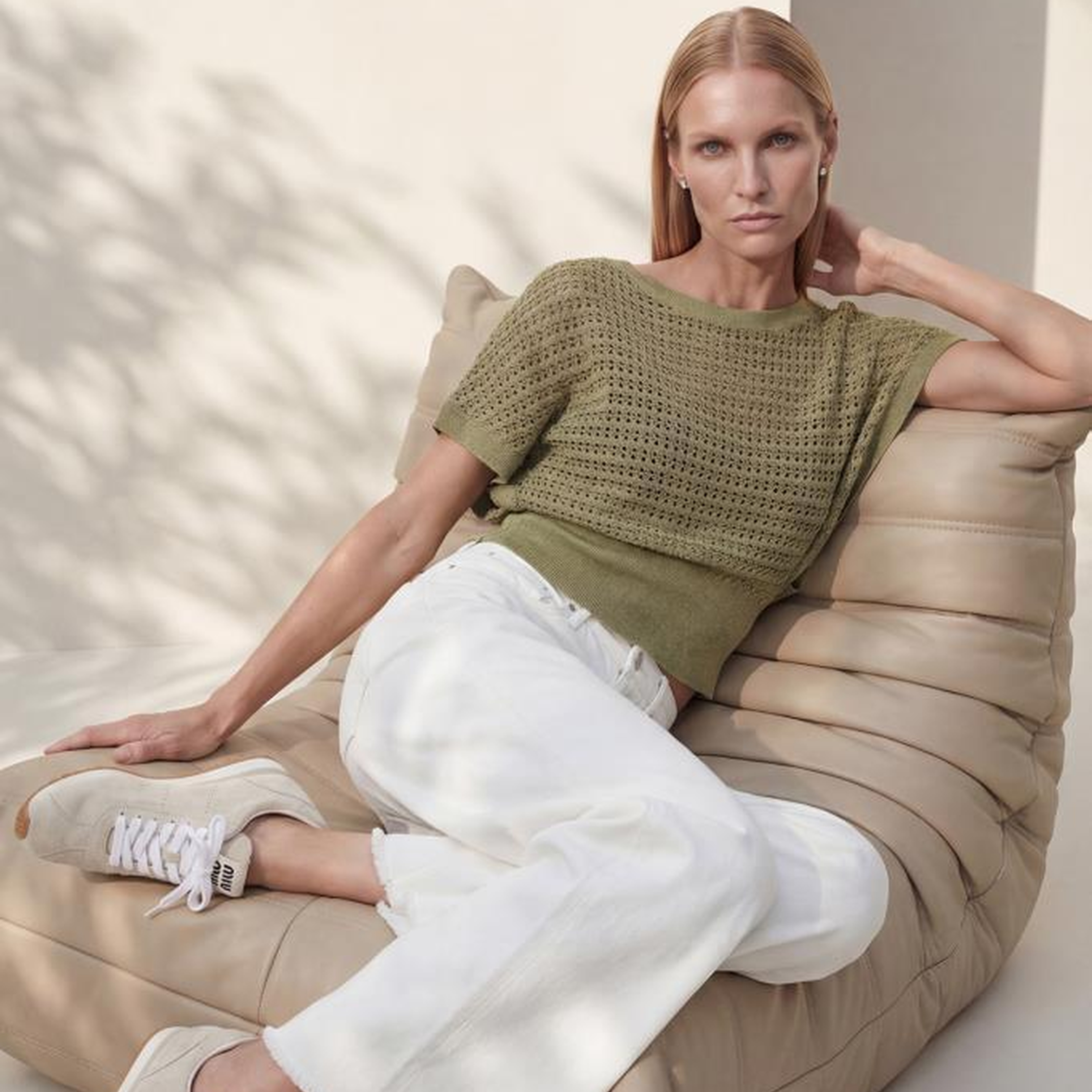 Join Us Kayık Yaka Ajurlu Yarasa Kol Yeşil Bluz