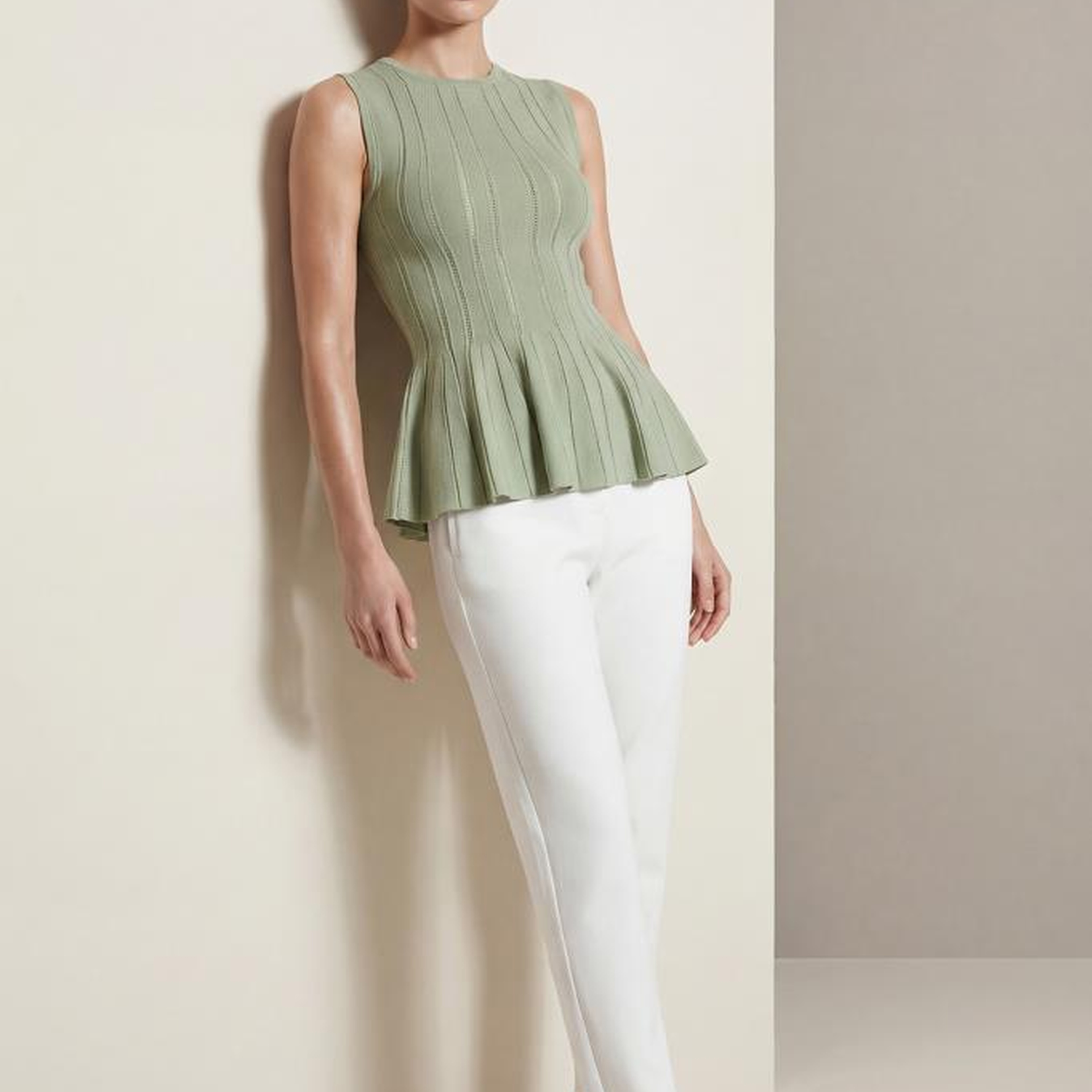 Join Us Bisiklet Yaka Peplum Yeşil Bluz