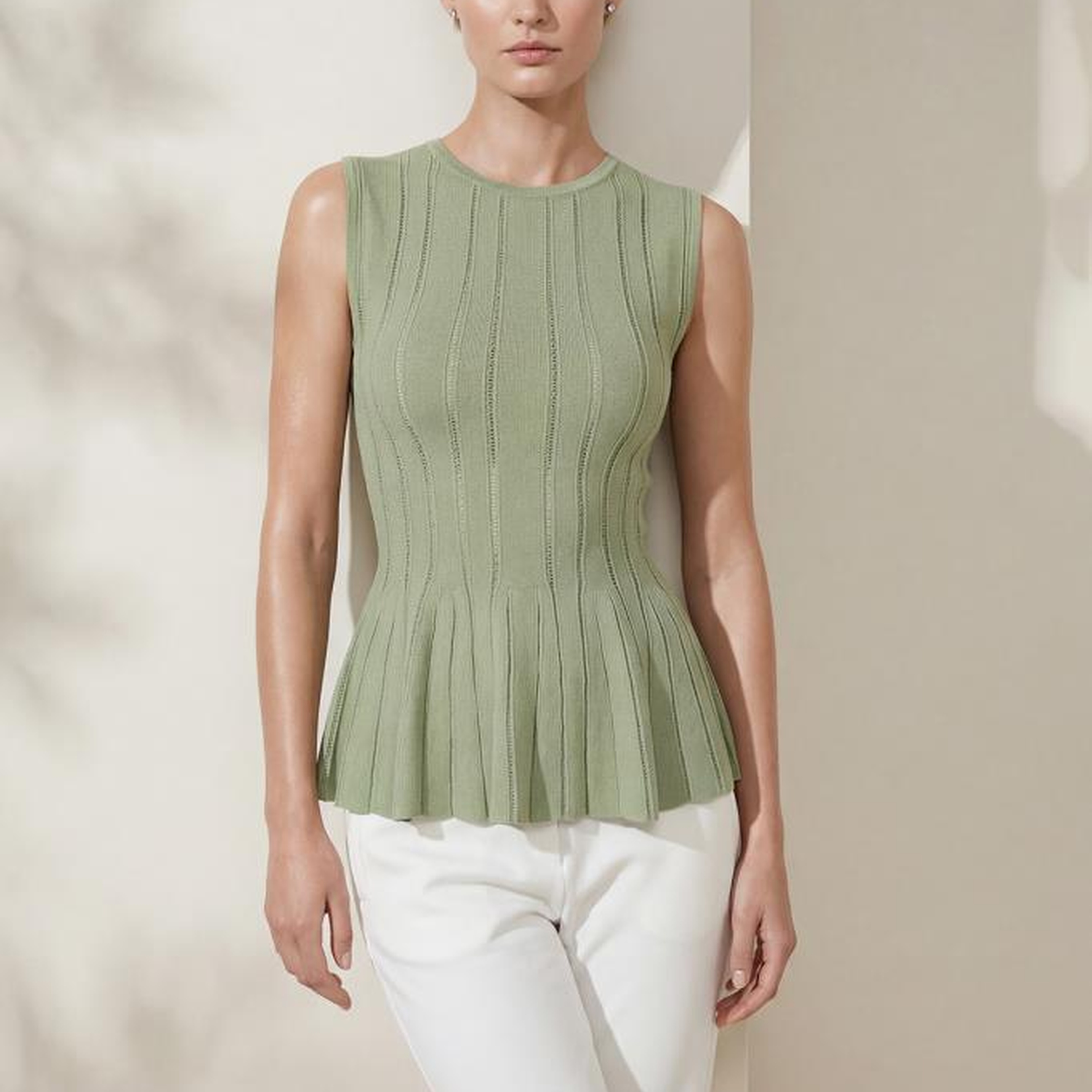 Join Us Bisiklet Yaka Peplum Yeşil Bluz