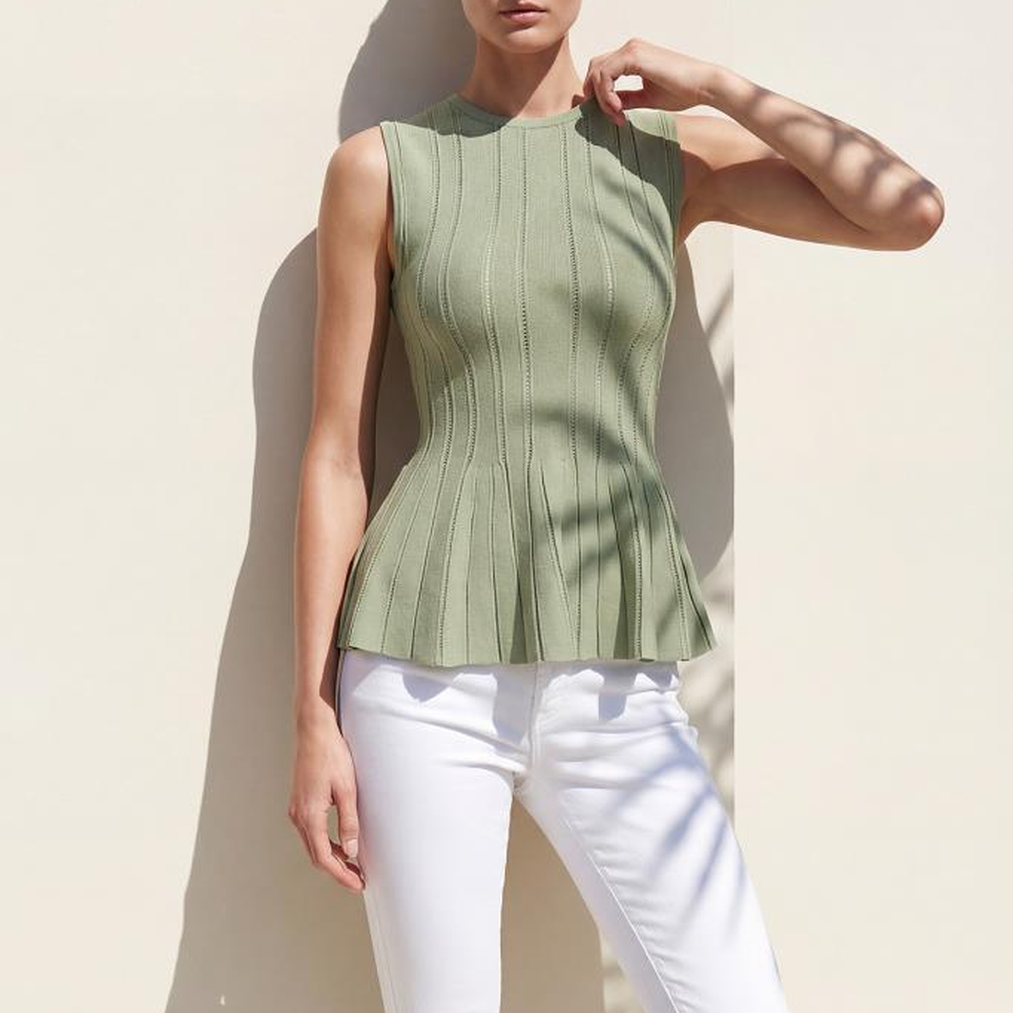 Join Us Bisiklet Yaka Peplum Yeşil Bluz