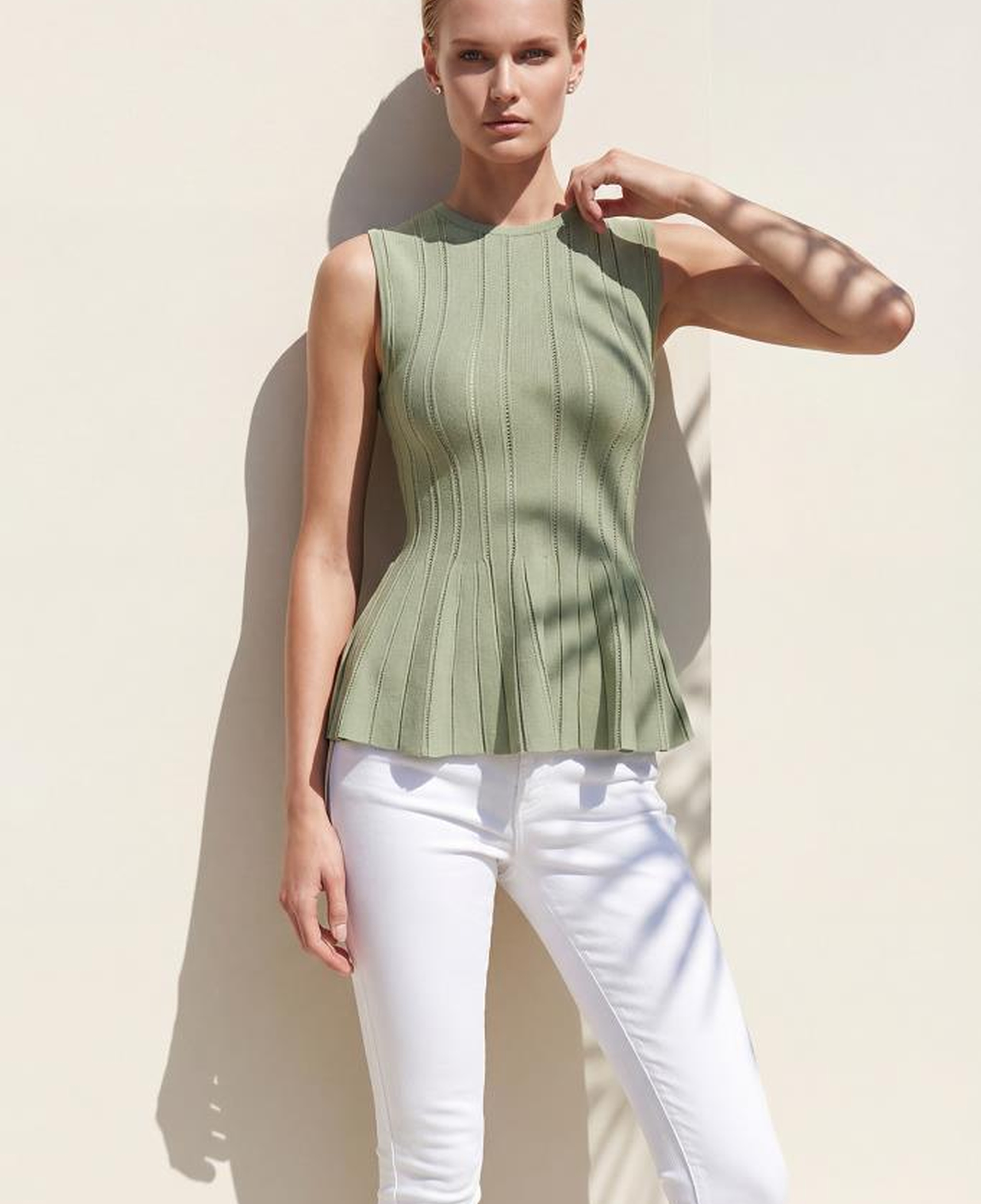 Join Us Bisiklet Yaka Peplum Yeşil Bluz