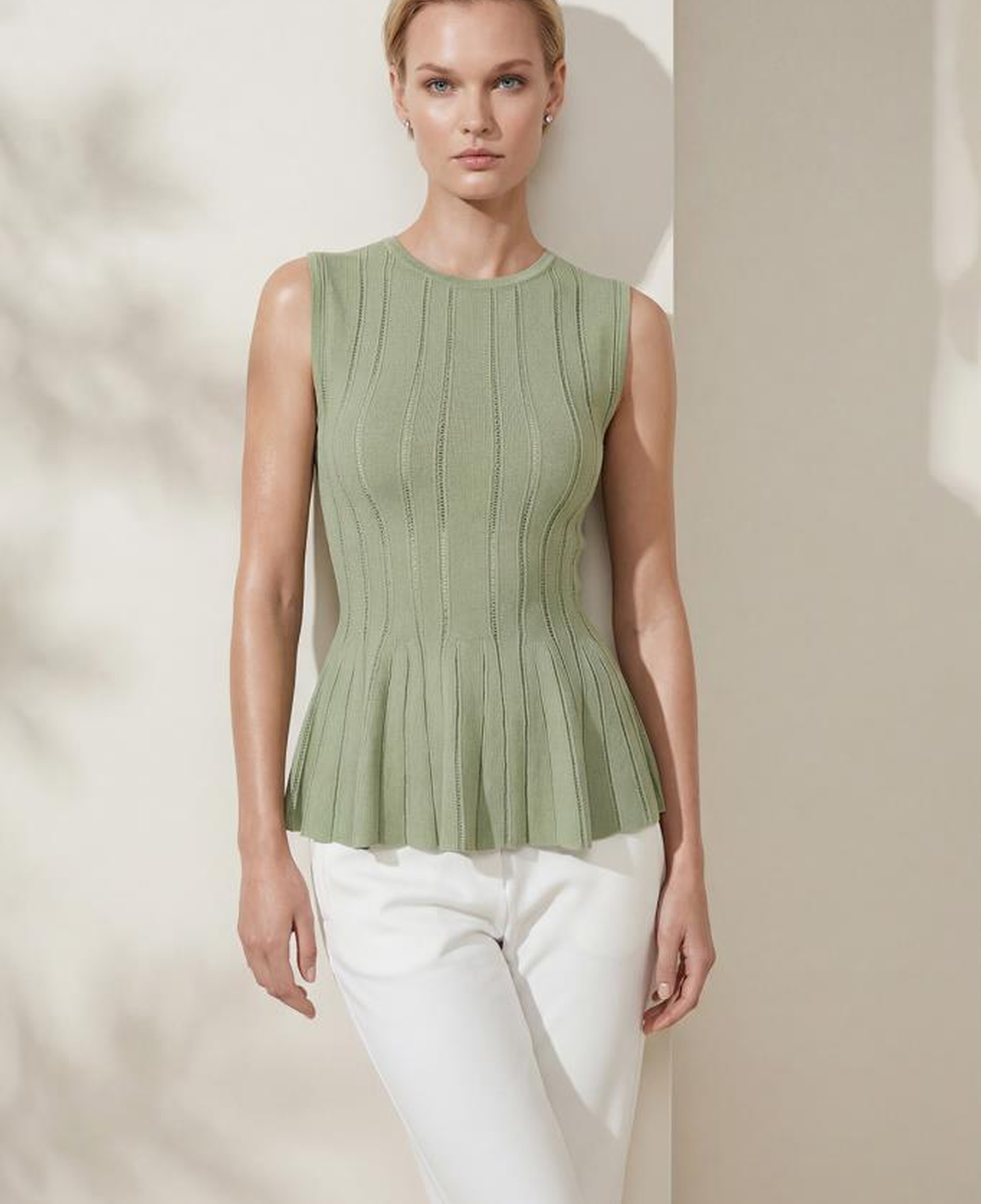 Join Us Bisiklet Yaka Peplum Yeşil Bluz