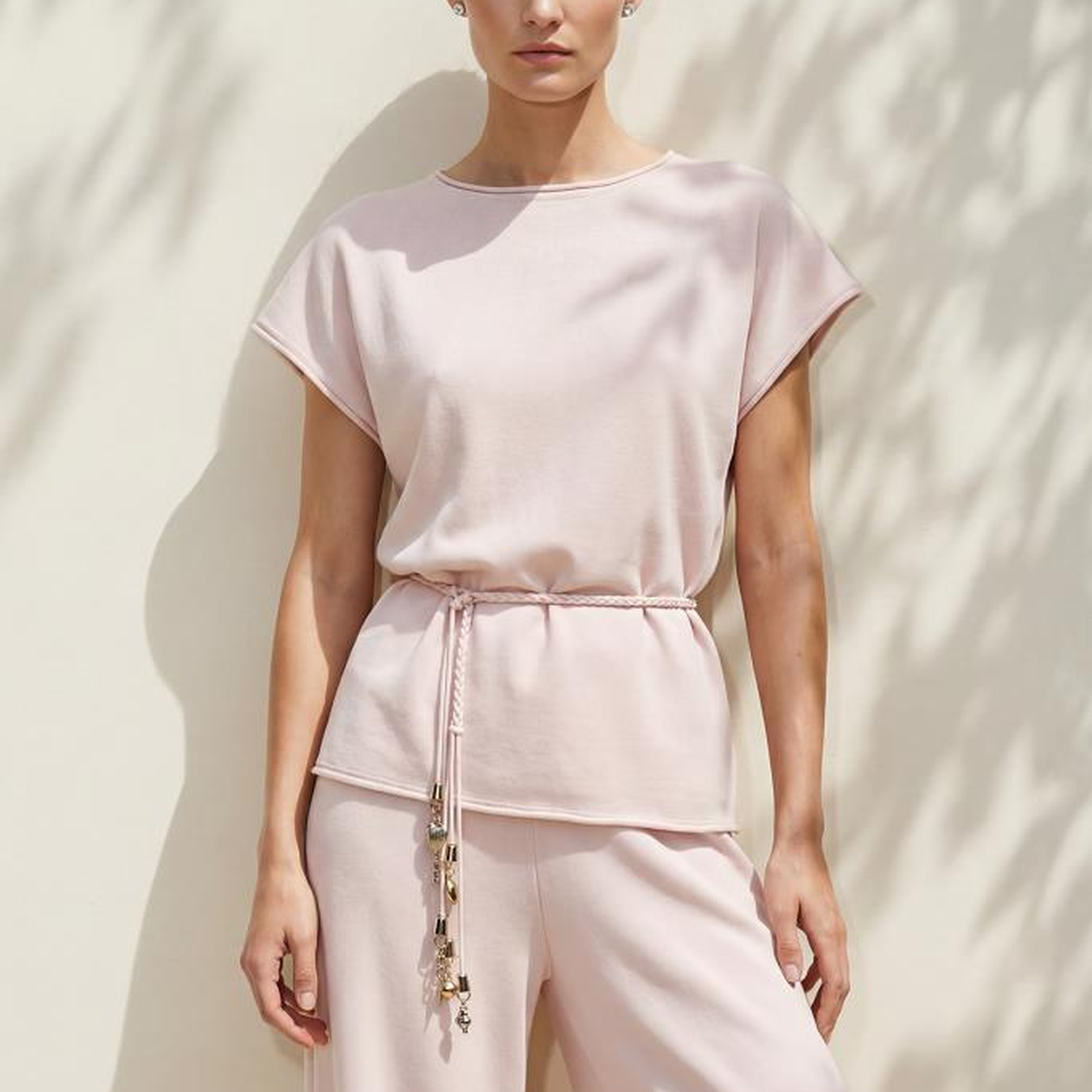 Join Us El İşi Gold Aksesuar Kemerli Pembe Bluz
