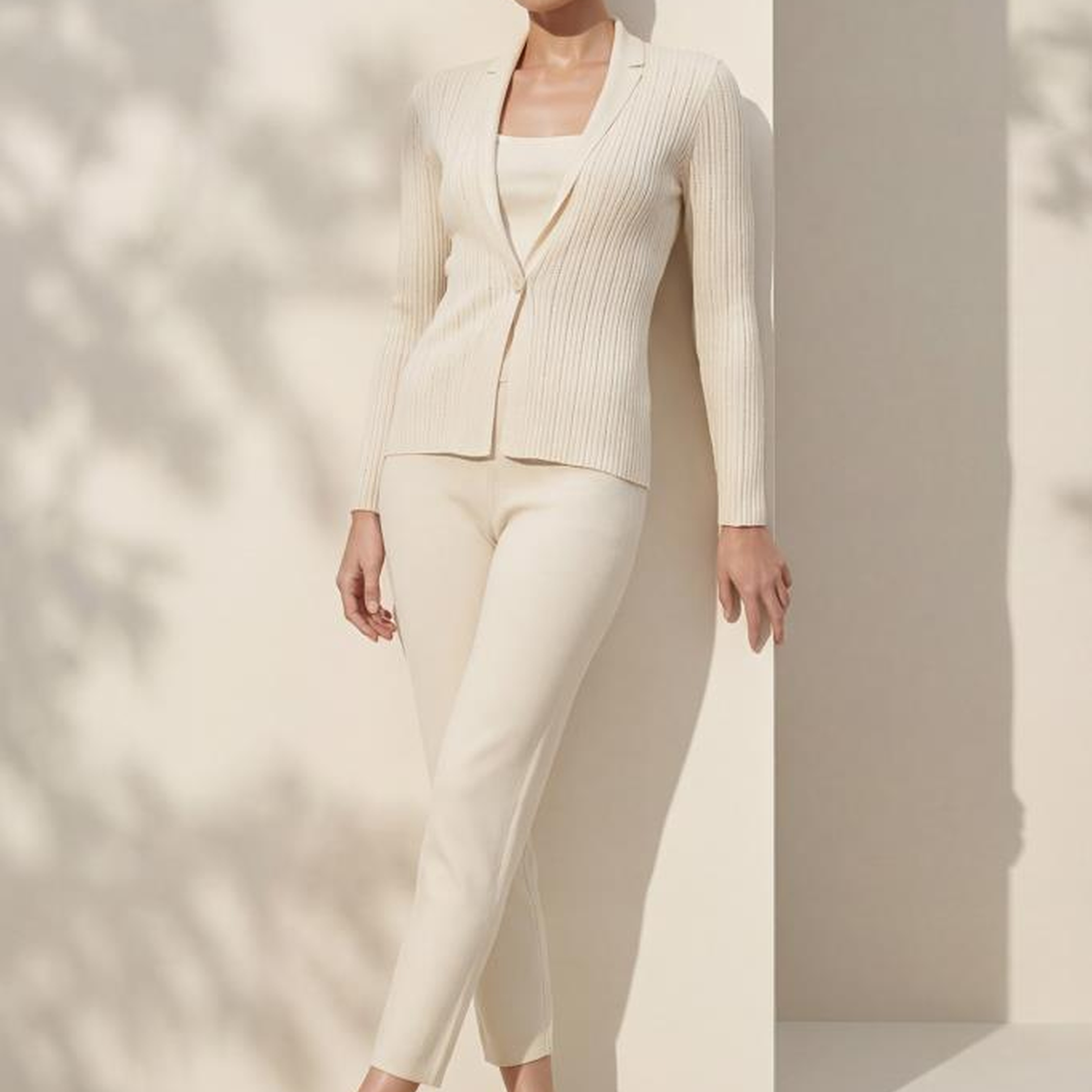 Tek Düğmeli Ajurlu Ekru Ceket