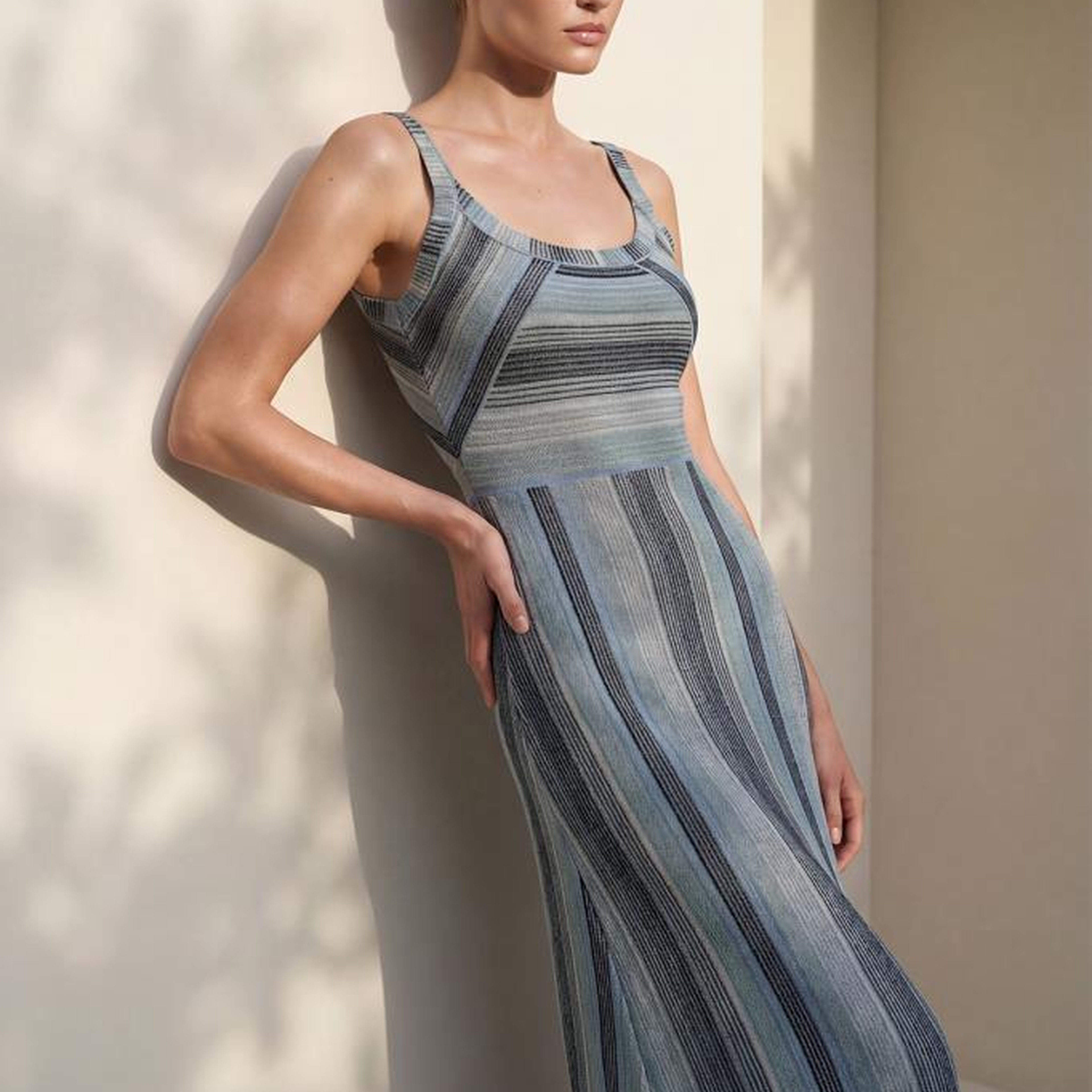 Join Us Askılı Desenli Multi Midi Elbise