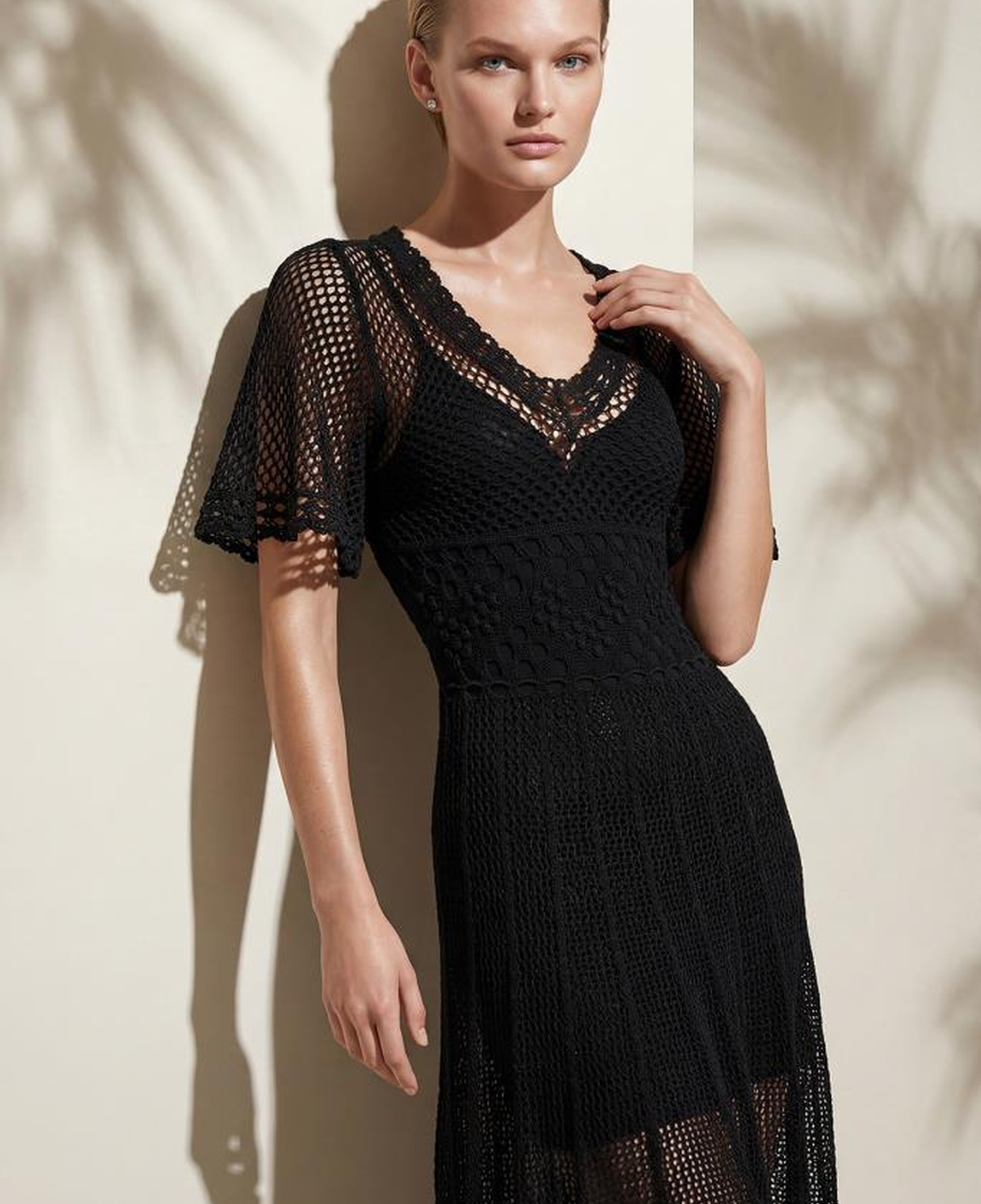 Join Us V Yaka Ajurlu Astarlı Siyah Maxi Elbise