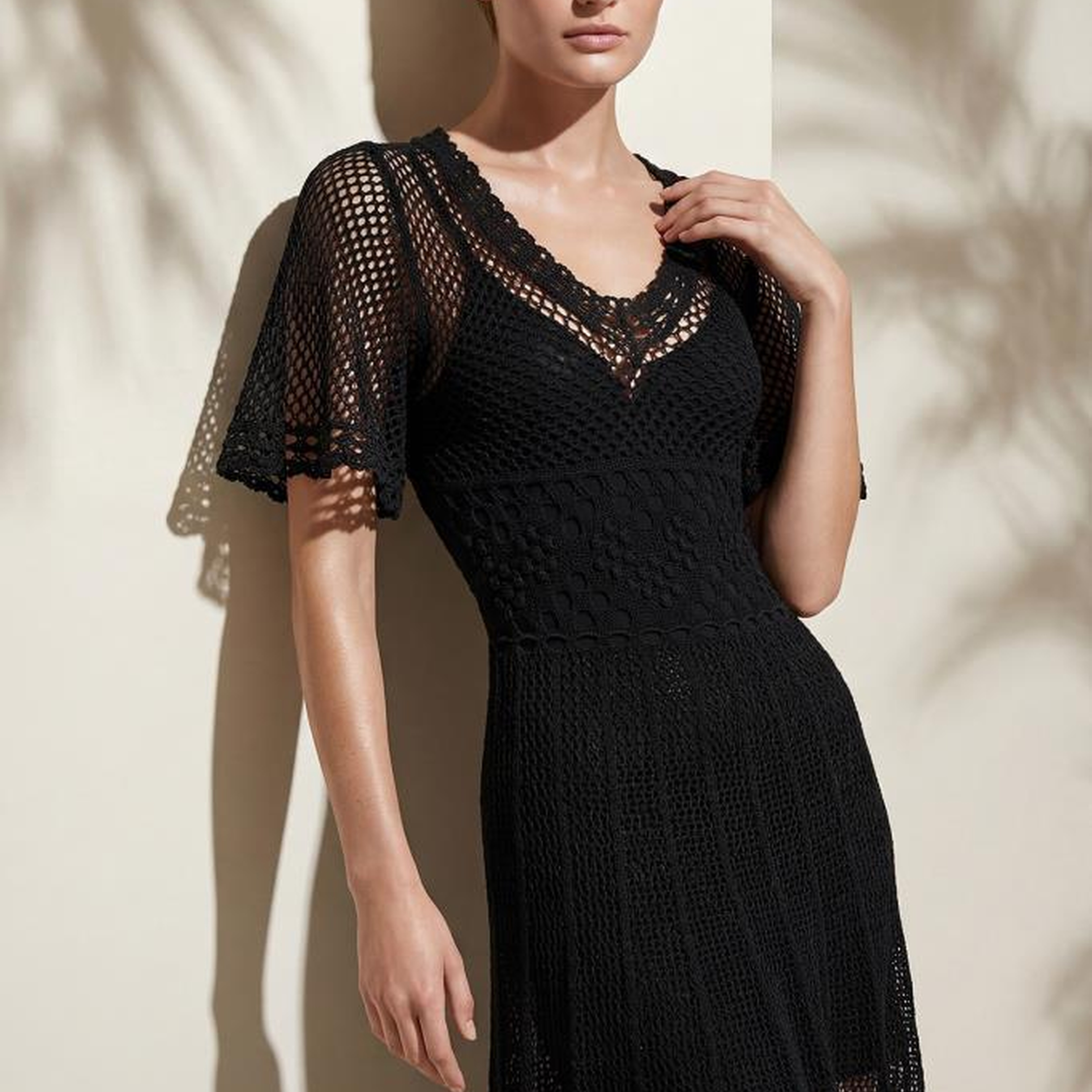 Join Us V Yaka Ajurlu Astarlı Siyah Maxi Elbise