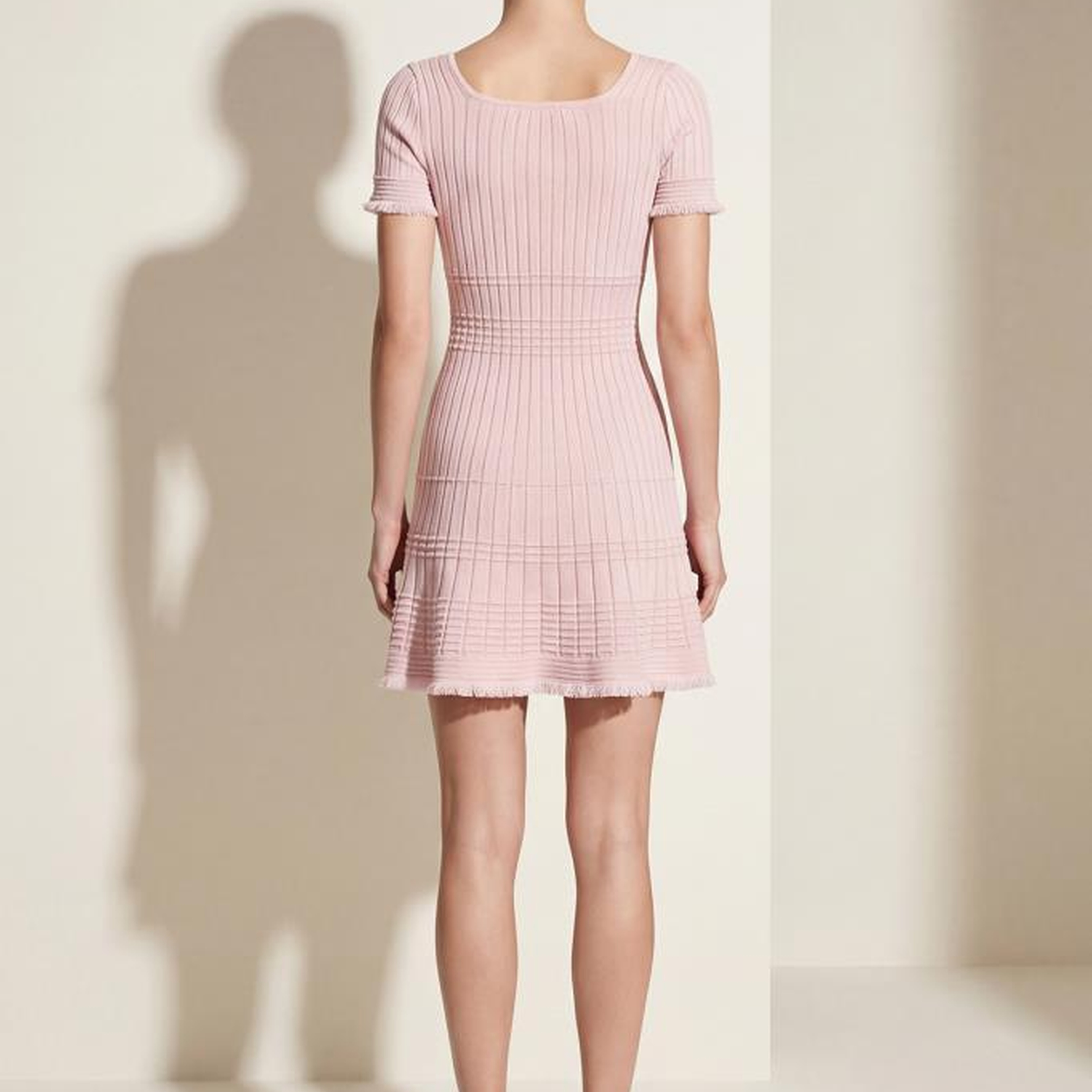 Join Us U Yaka Püskül Detaylı Pembe Mini Elbise