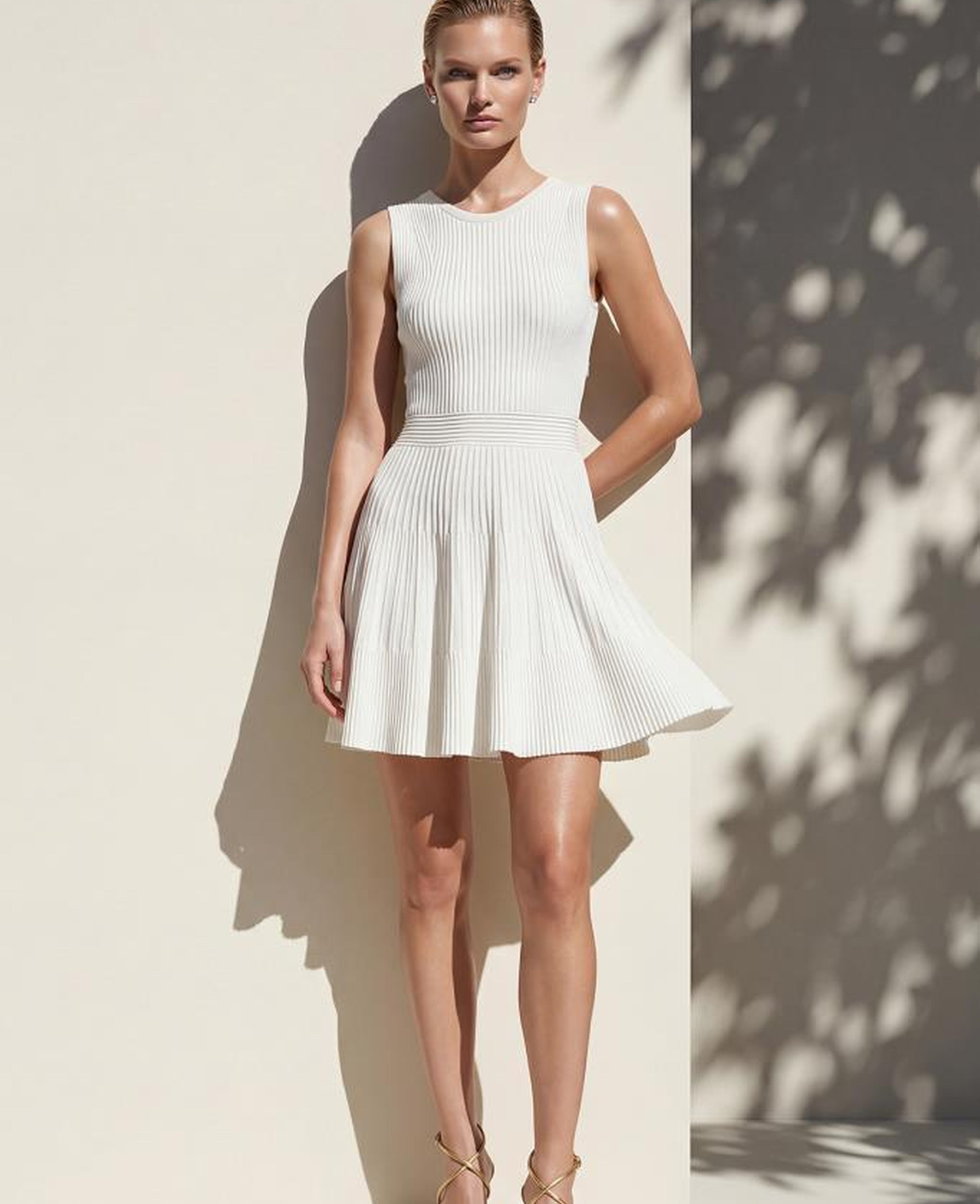 Join Us Sırt Dekolteli Beyaz Mini Kloş Elbise