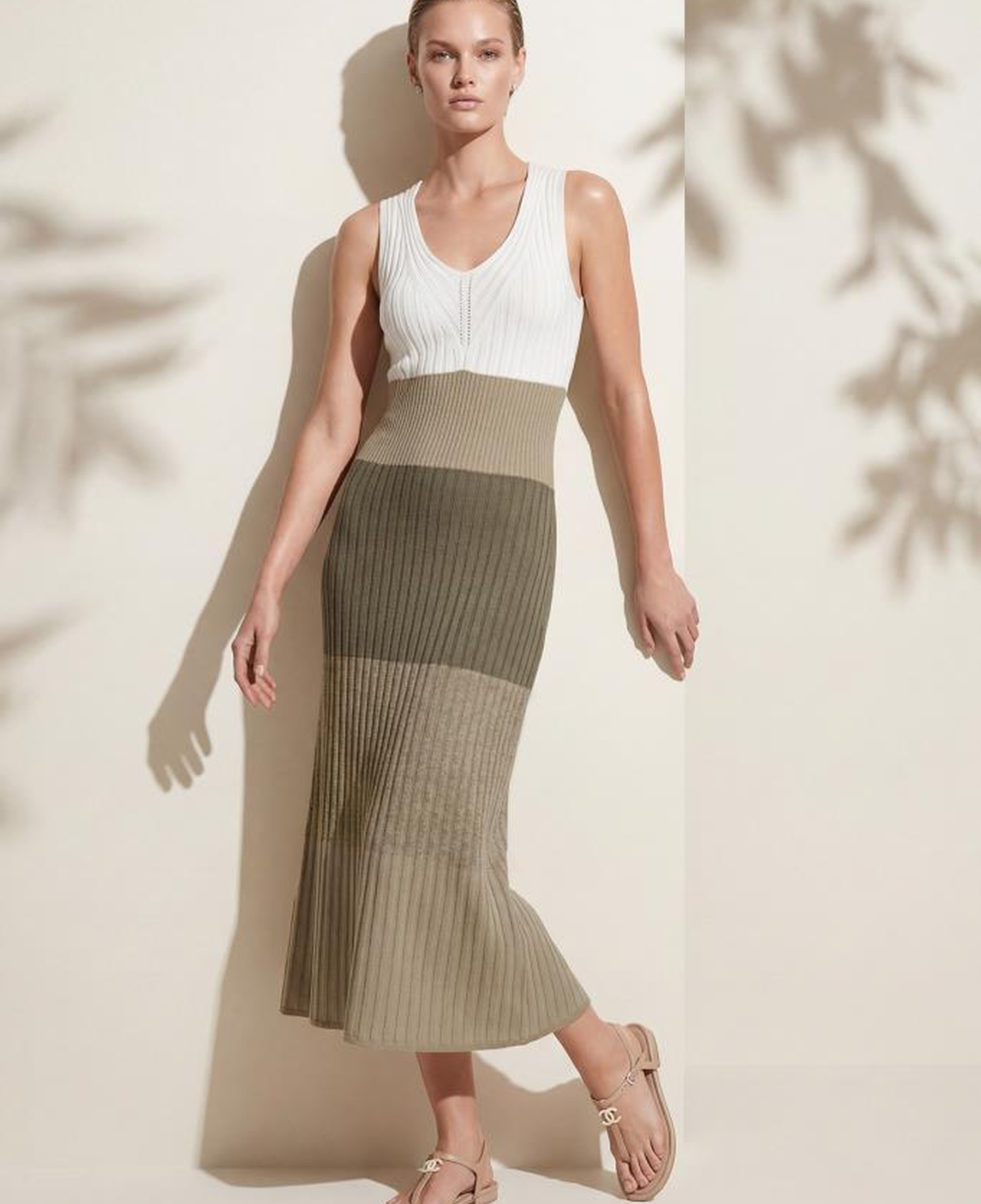 Join Us V Yaka Renk Bloklu Multi Midi Elbise