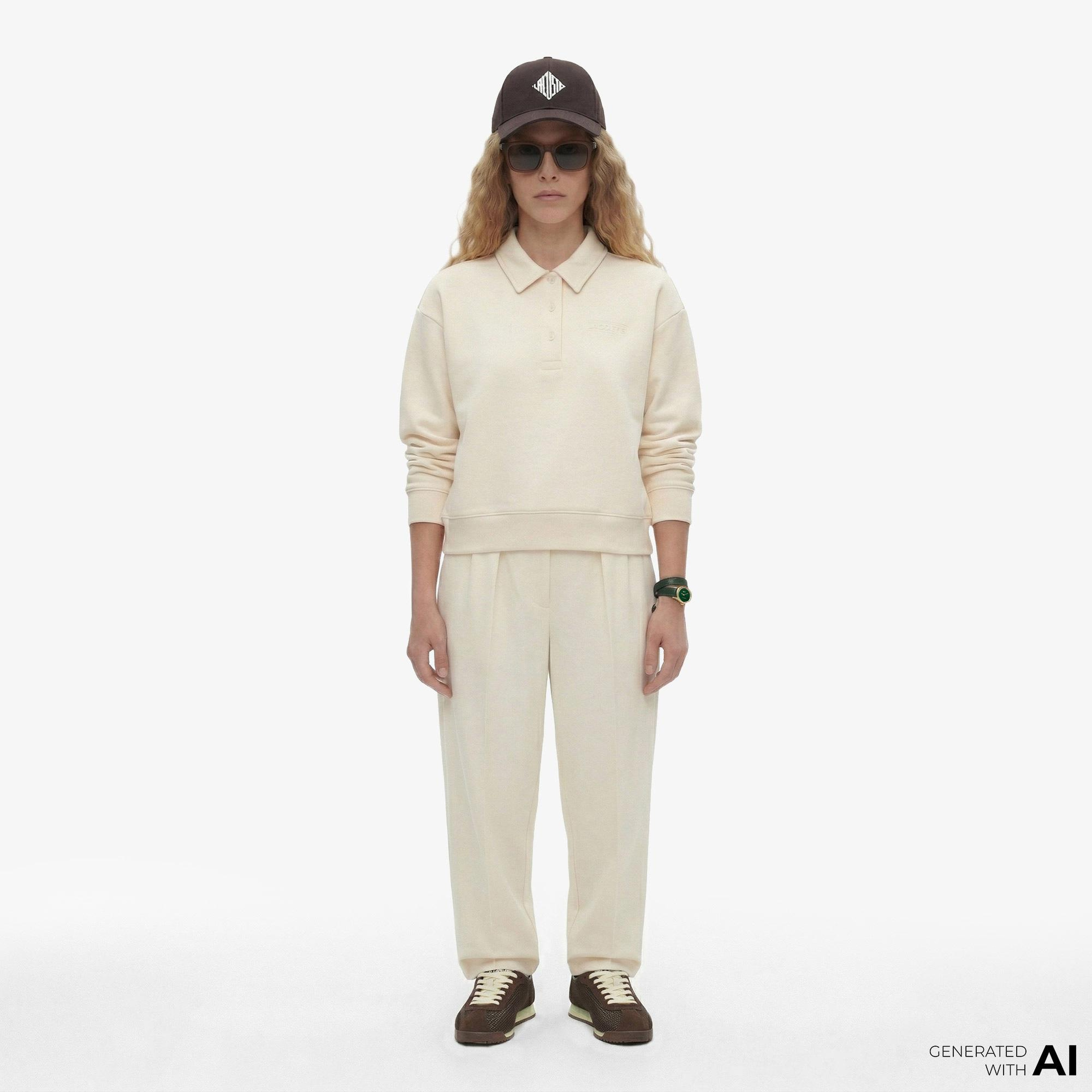 Lacoste Kadın Oversize Fit Krem Pantolon