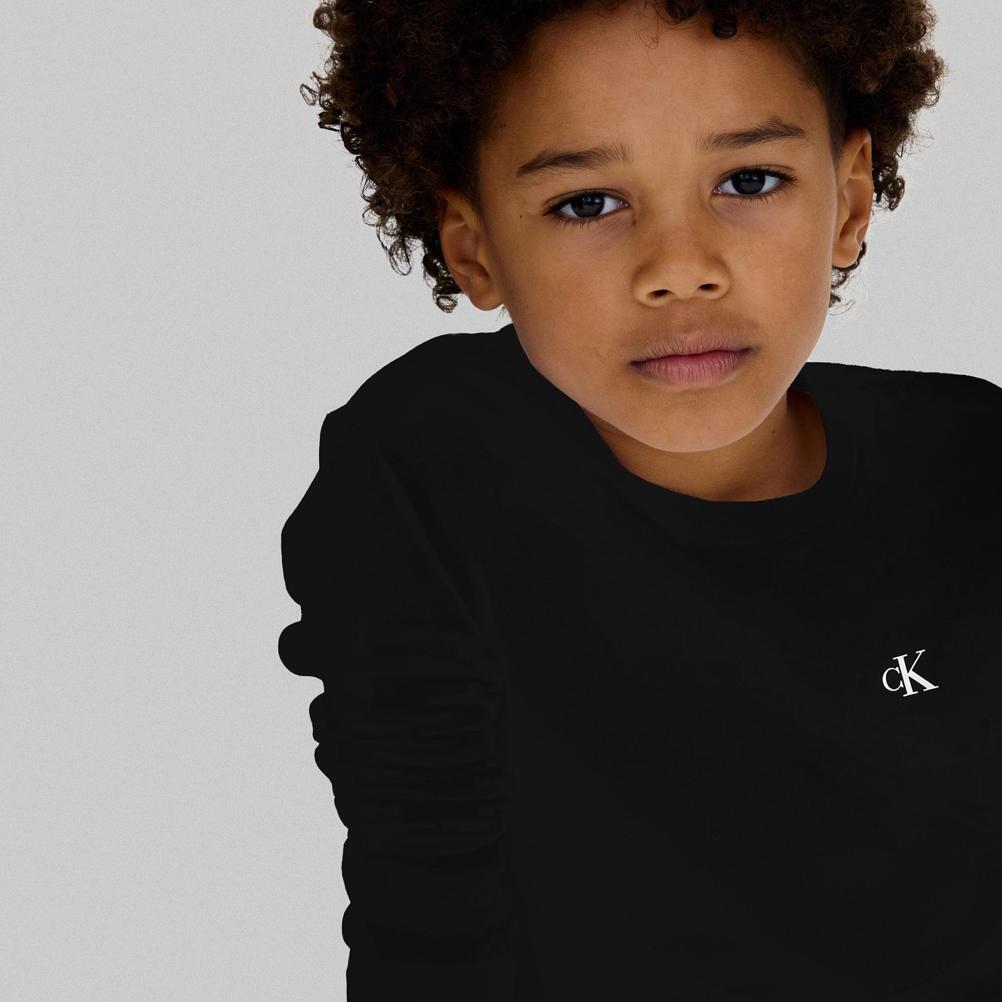 Calvin Klein 2'li Chest Mono Çocuk Siyah T-Shirt