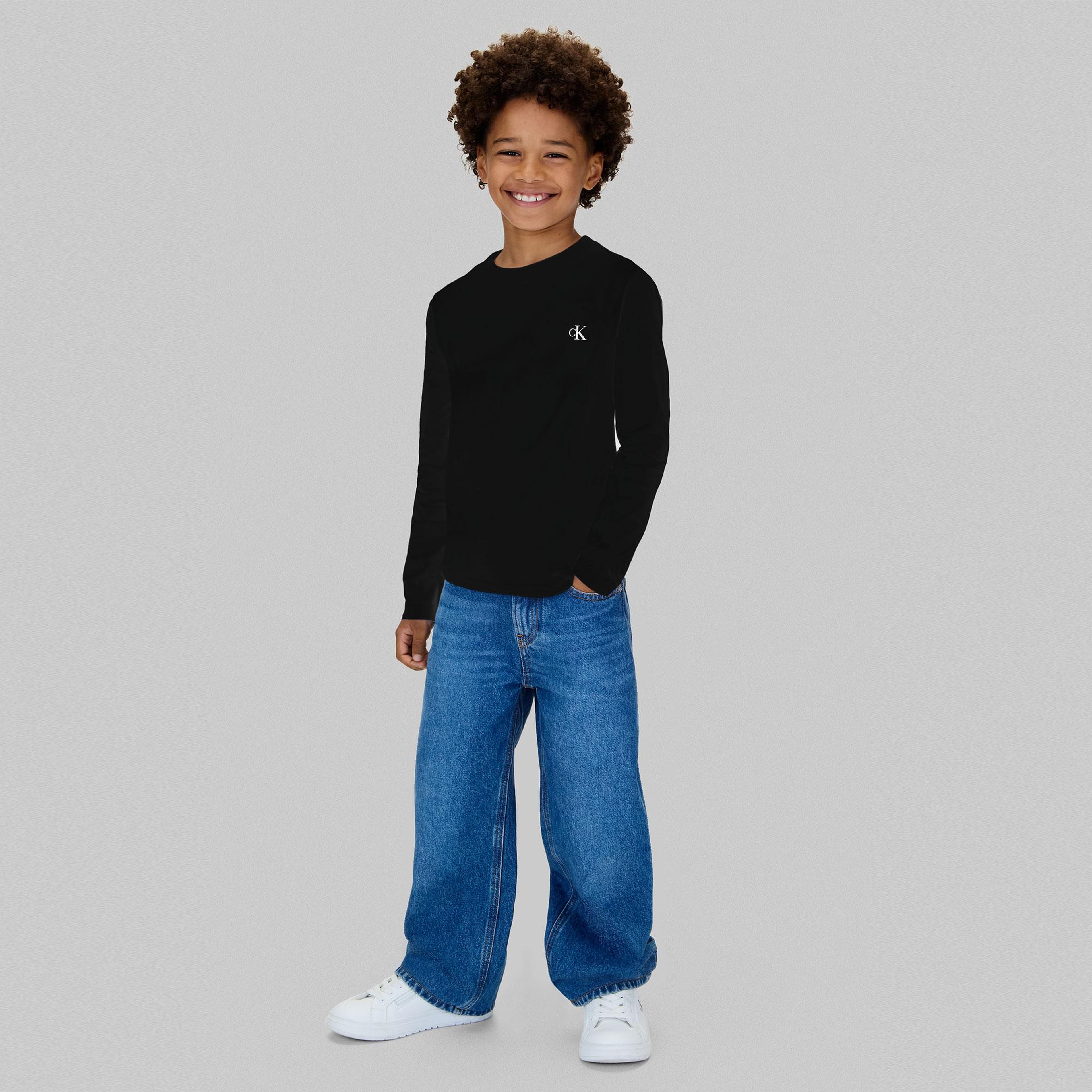 Calvin Klein 2'li Chest Mono Çocuk Siyah T-Shirt