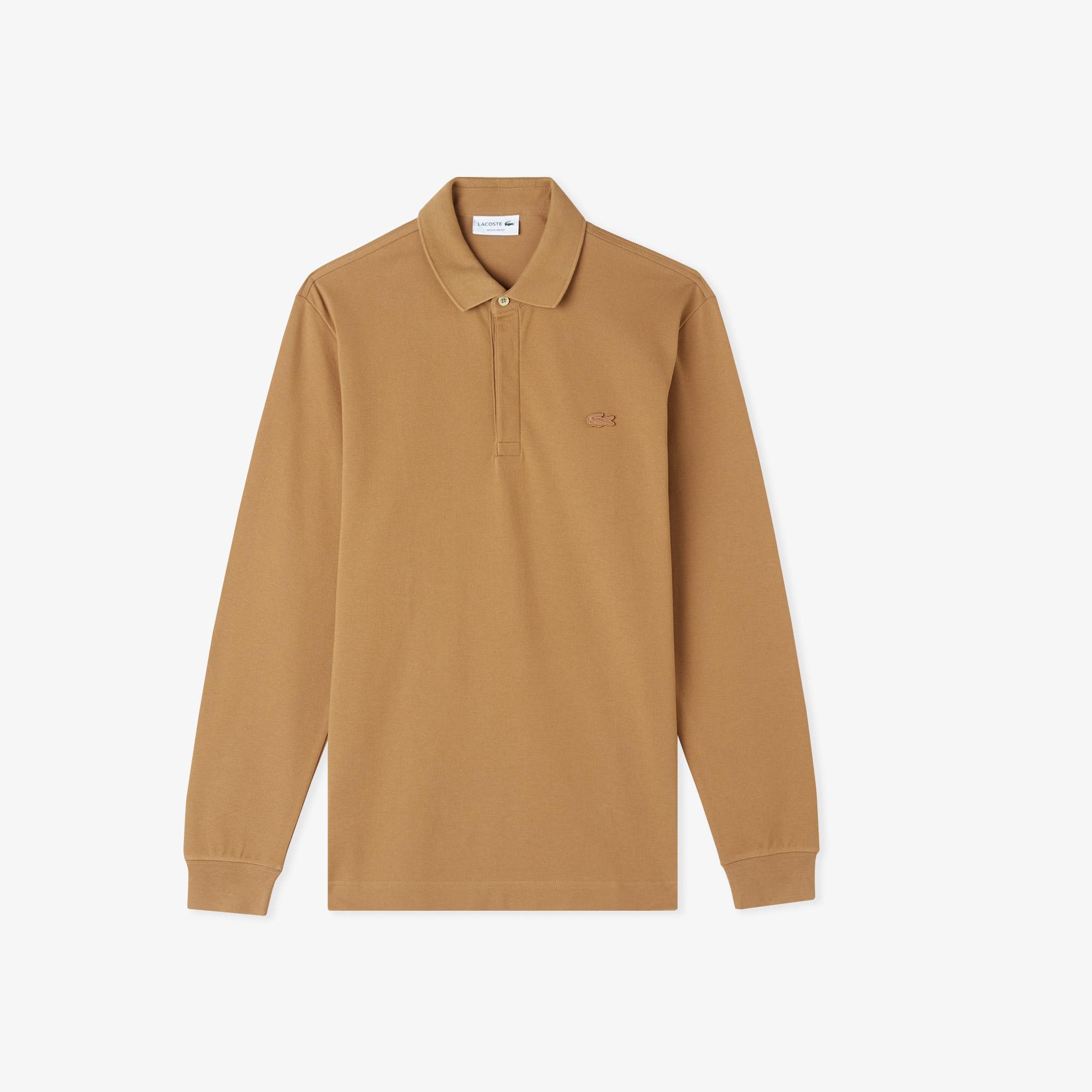 Lacoste Paris Erkek Regular Fit Uzun Kollu Açık Kahverengi Polo