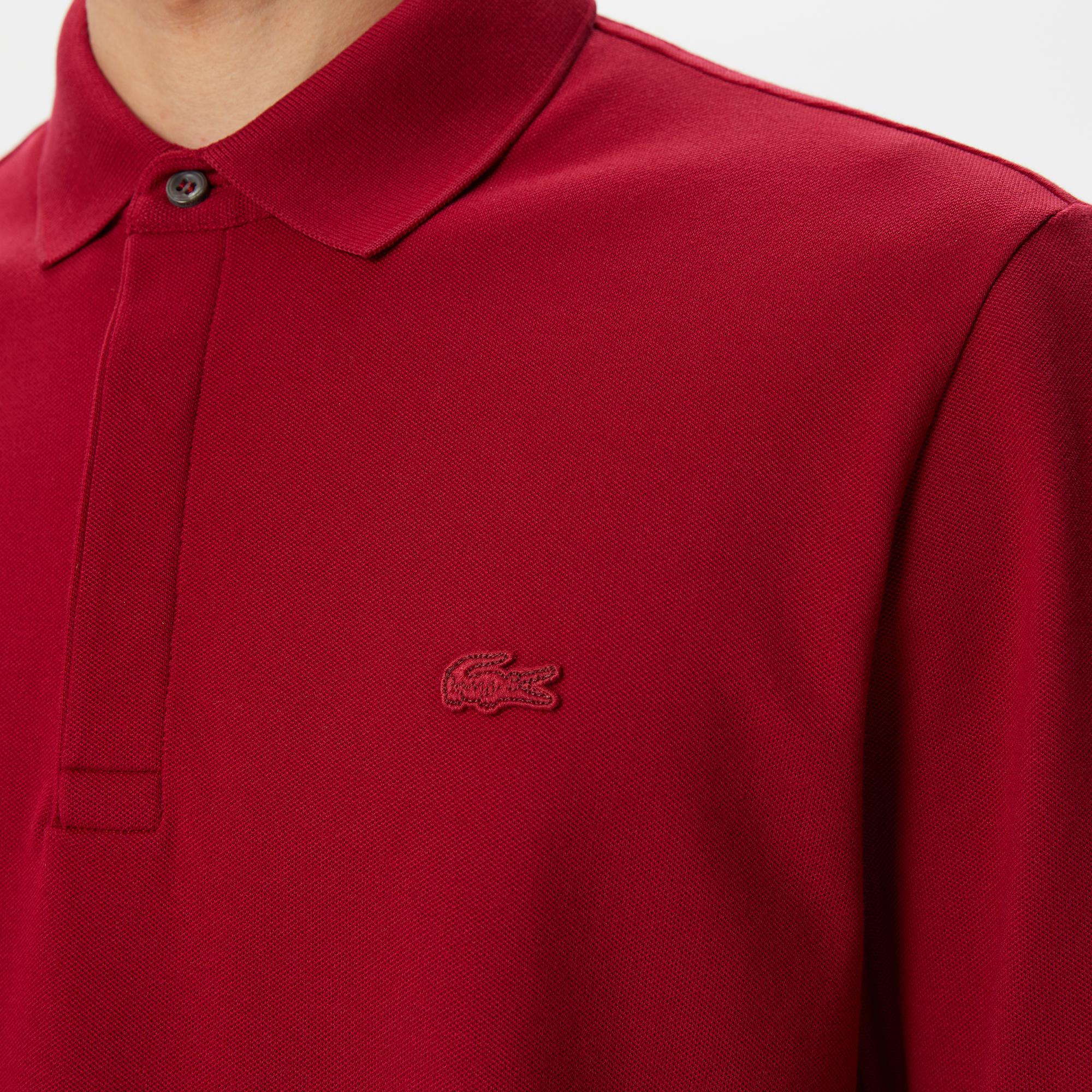 Lacoste Paris Erkek Regular Fit Uzun Kollu Bordo Polo