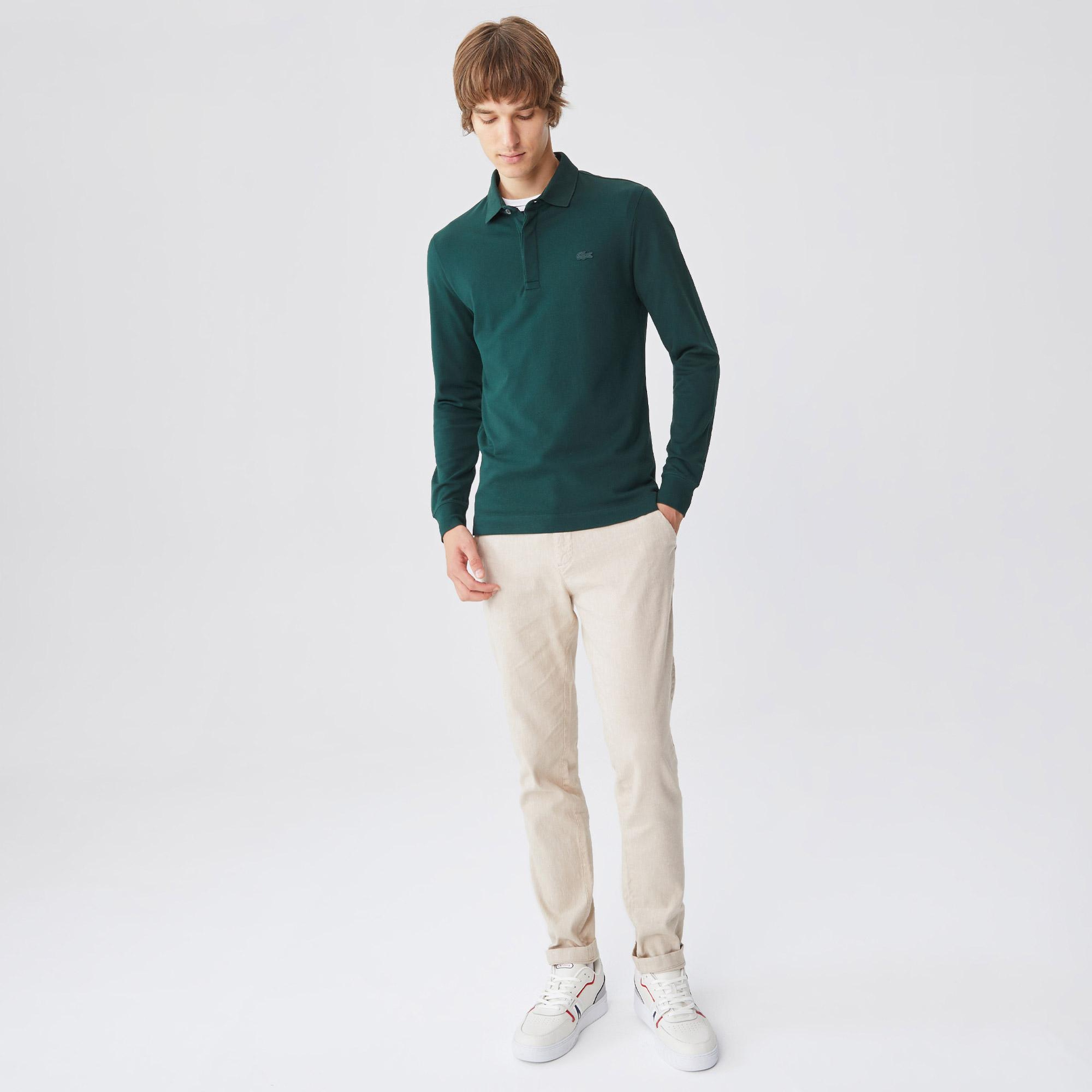 Lacoste Paris Erkek Regular Fit Uzun Kollu Yeşil Polo