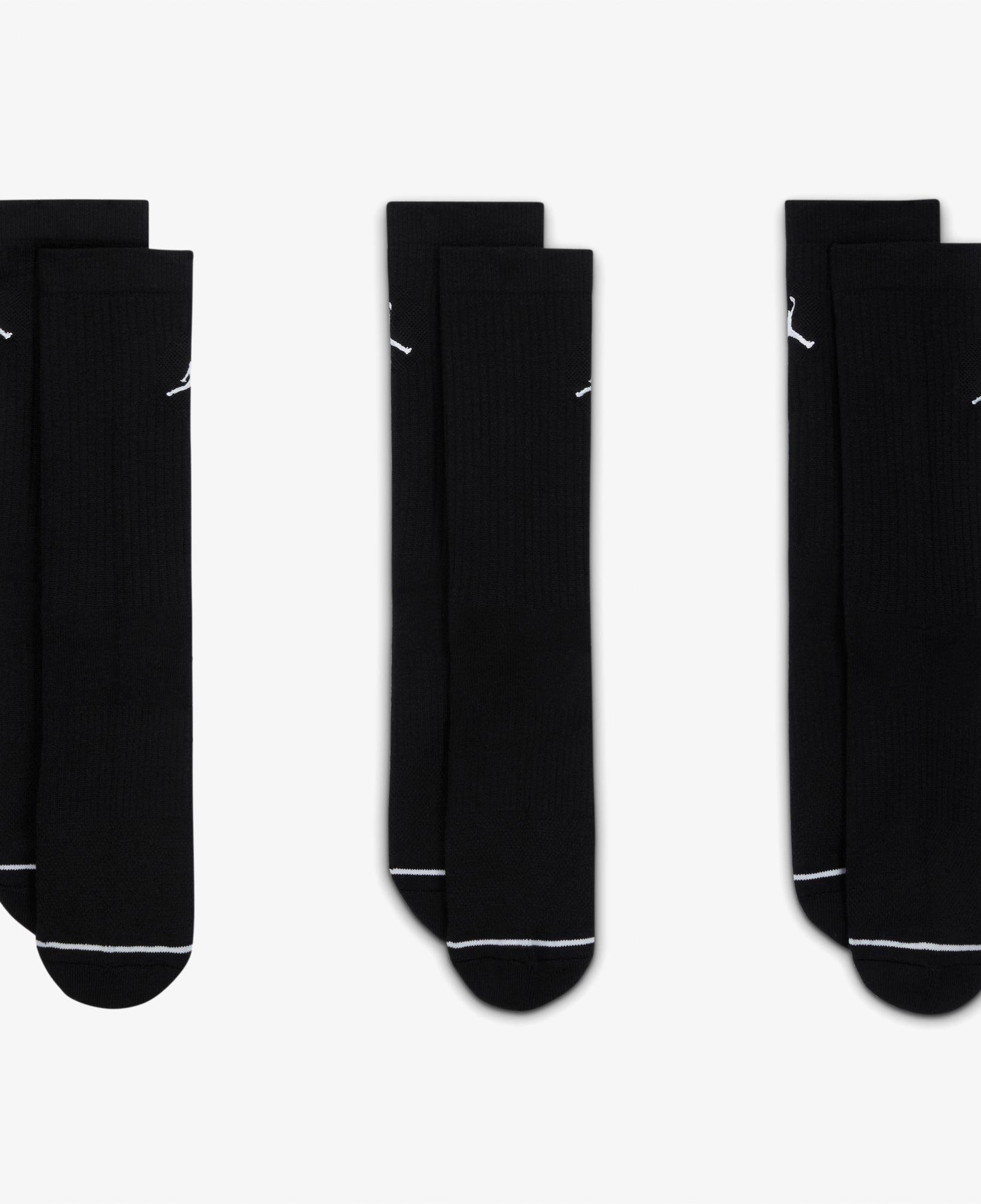 Jordan Cush Poly 3' lü Unisex Siyah Çorap