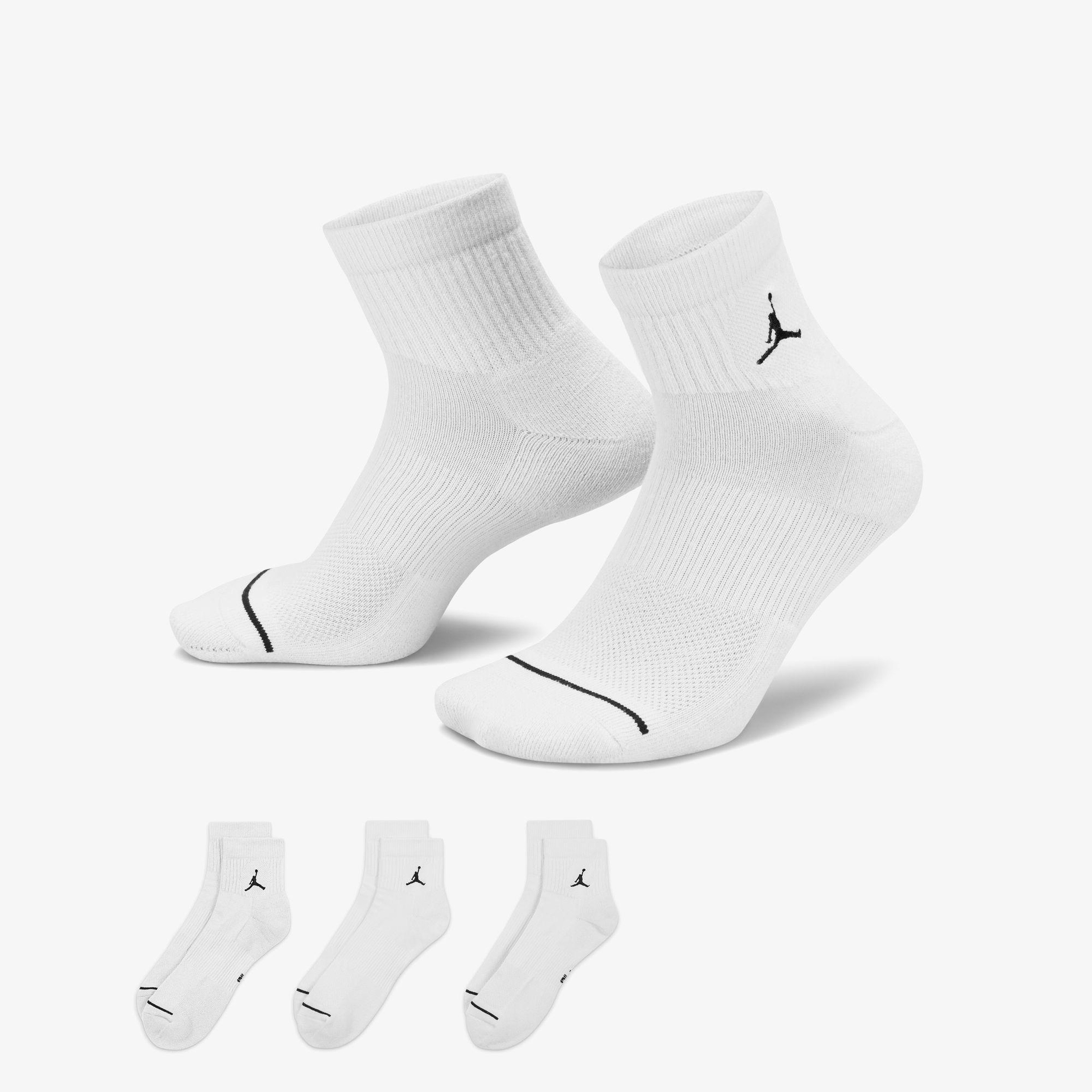 Jordan Cush Poly 3' lü Unisex Beyaz Çorap