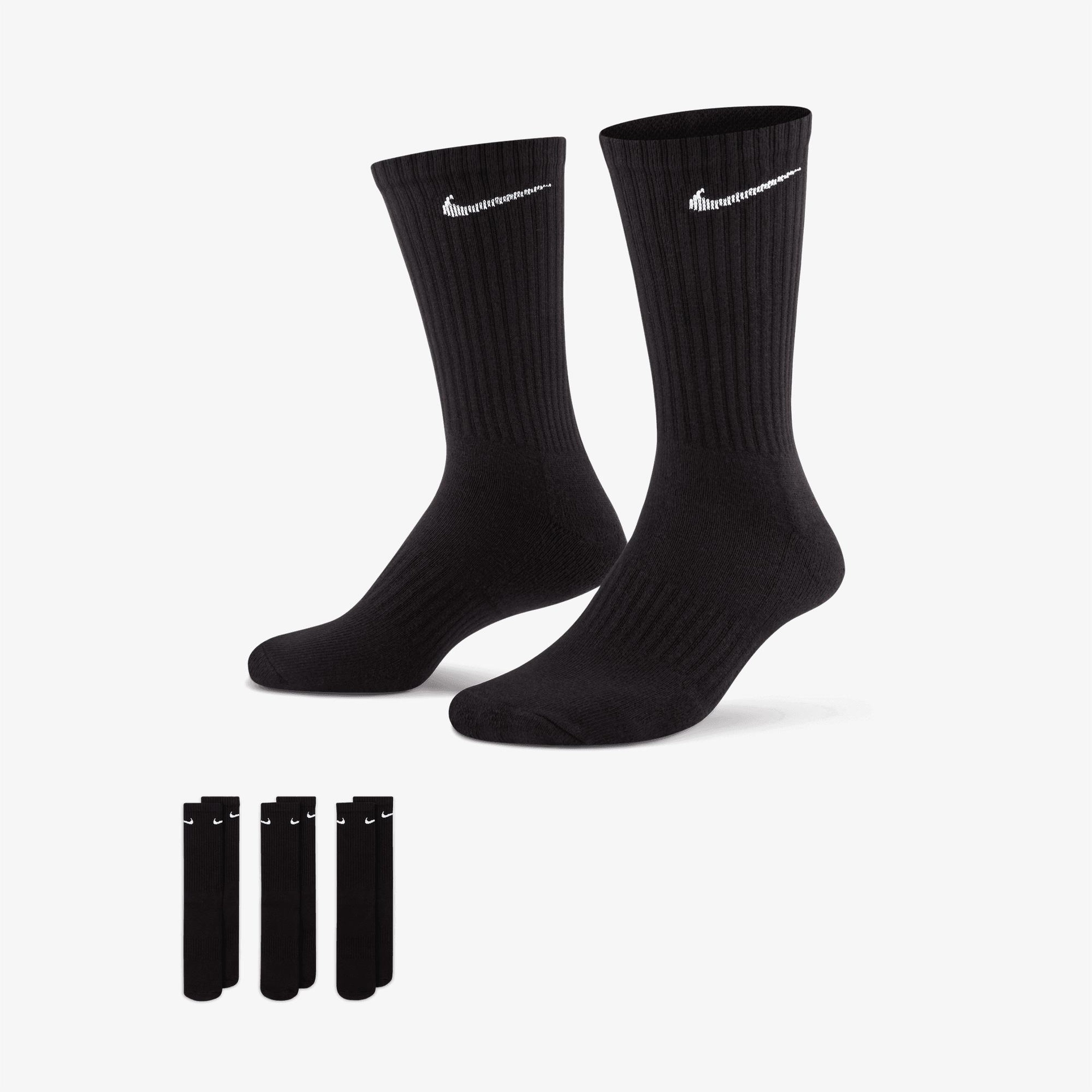 Nike Everyday Cash Crew 3'lü 132 Unisex Siyah Çorap