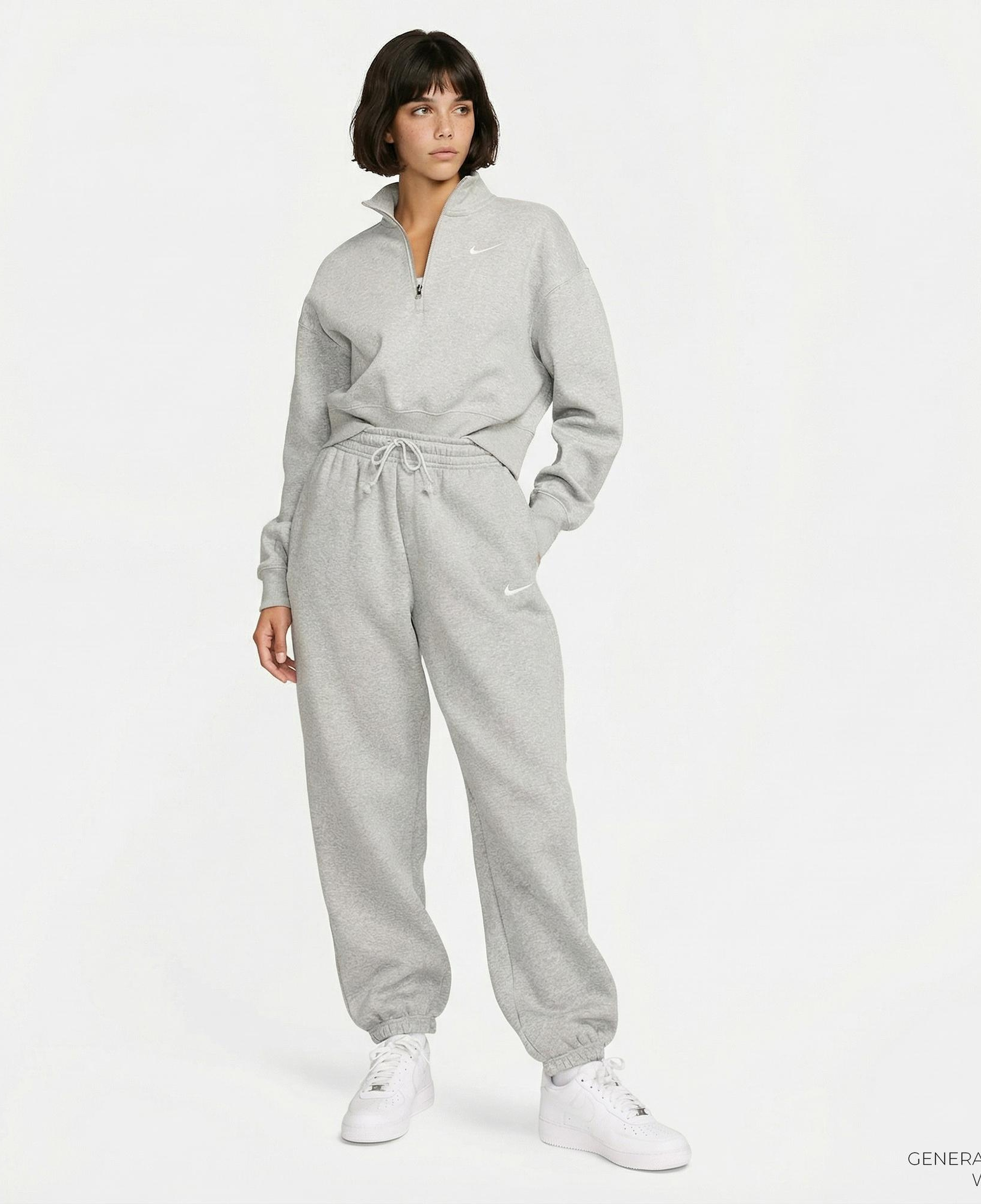 Nike Sportswear Phoenix Fleece High Rise Kadın Gri Eşofman Altı