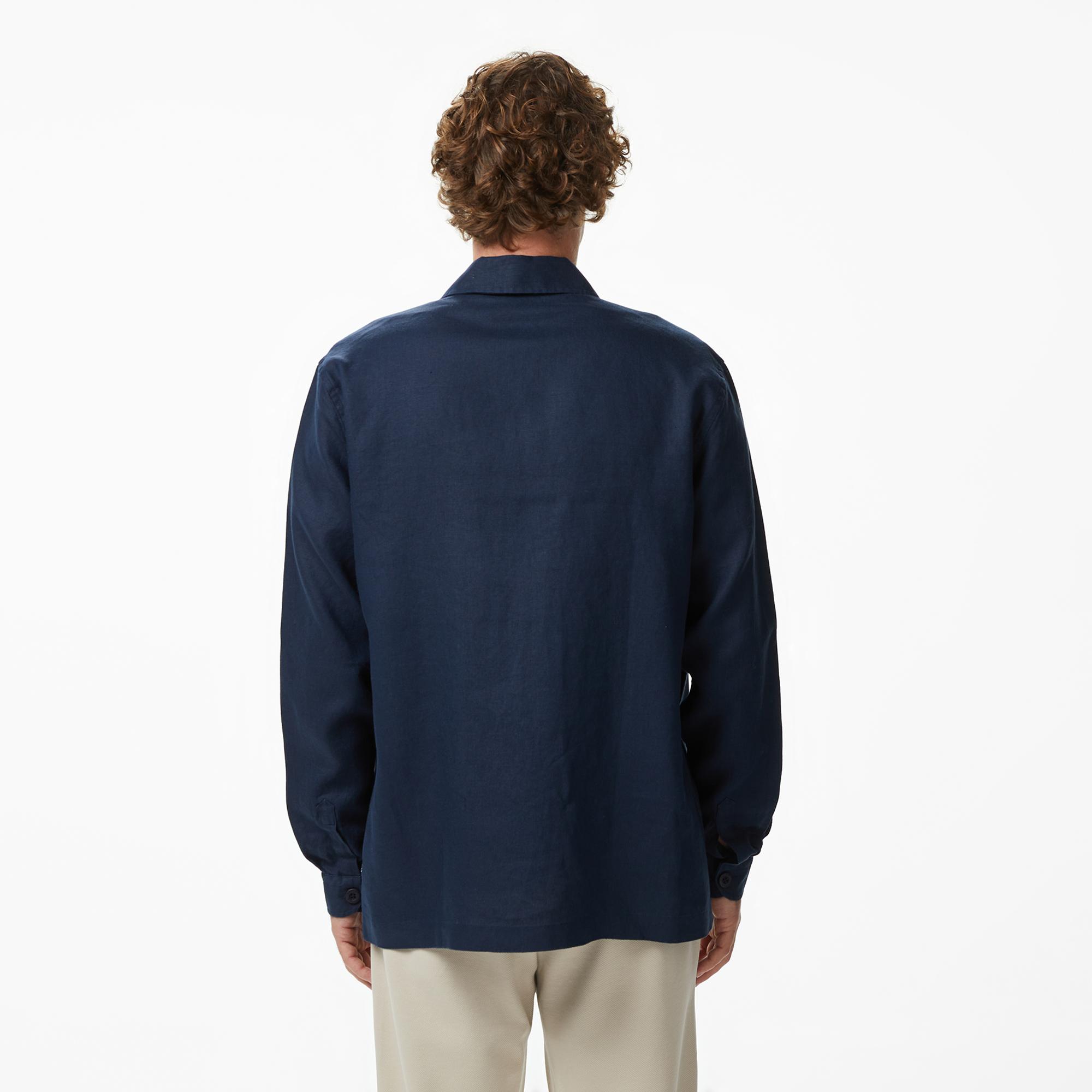 Nautica Erkek Lacivert Regular Fit Keten Gömlek