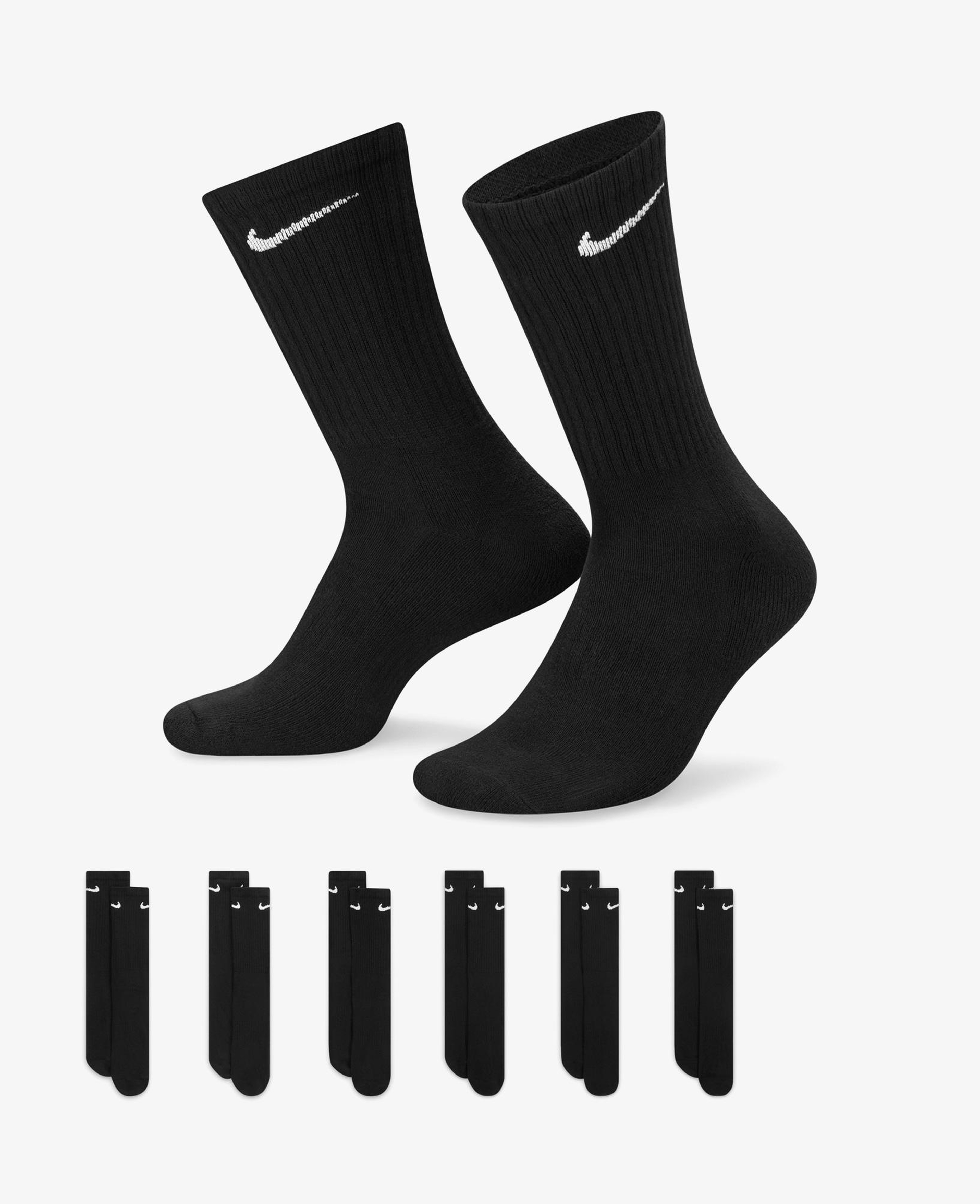 Nike Everyday Cush Crew 6' lı Unisex Siyah Çorap