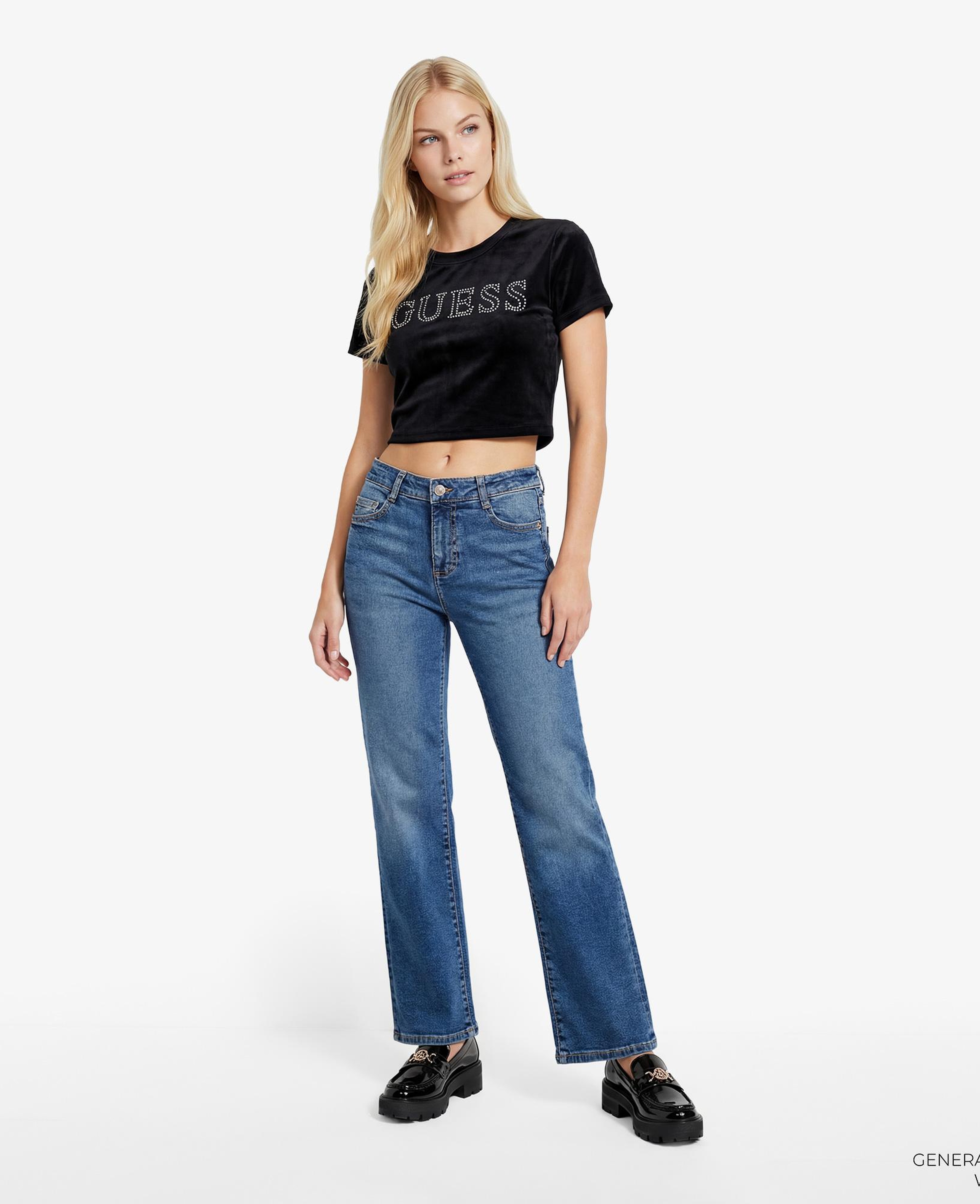 Guess Couture Aktif Boxy Fit Kadın Siyah T-Shirt