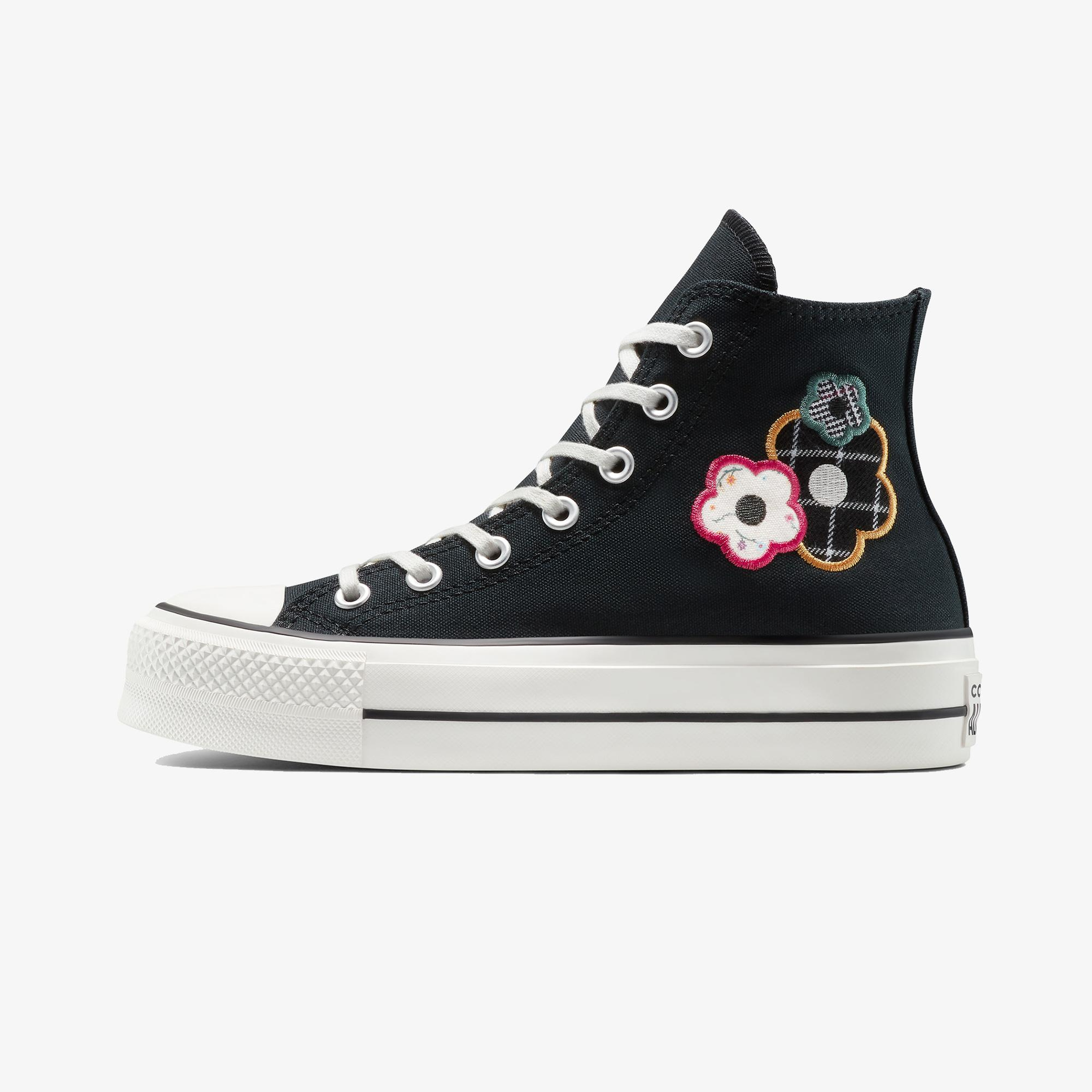 Converse Chuck Taylor All Star Lift Platform Floral Kadın Siyah Sneaker