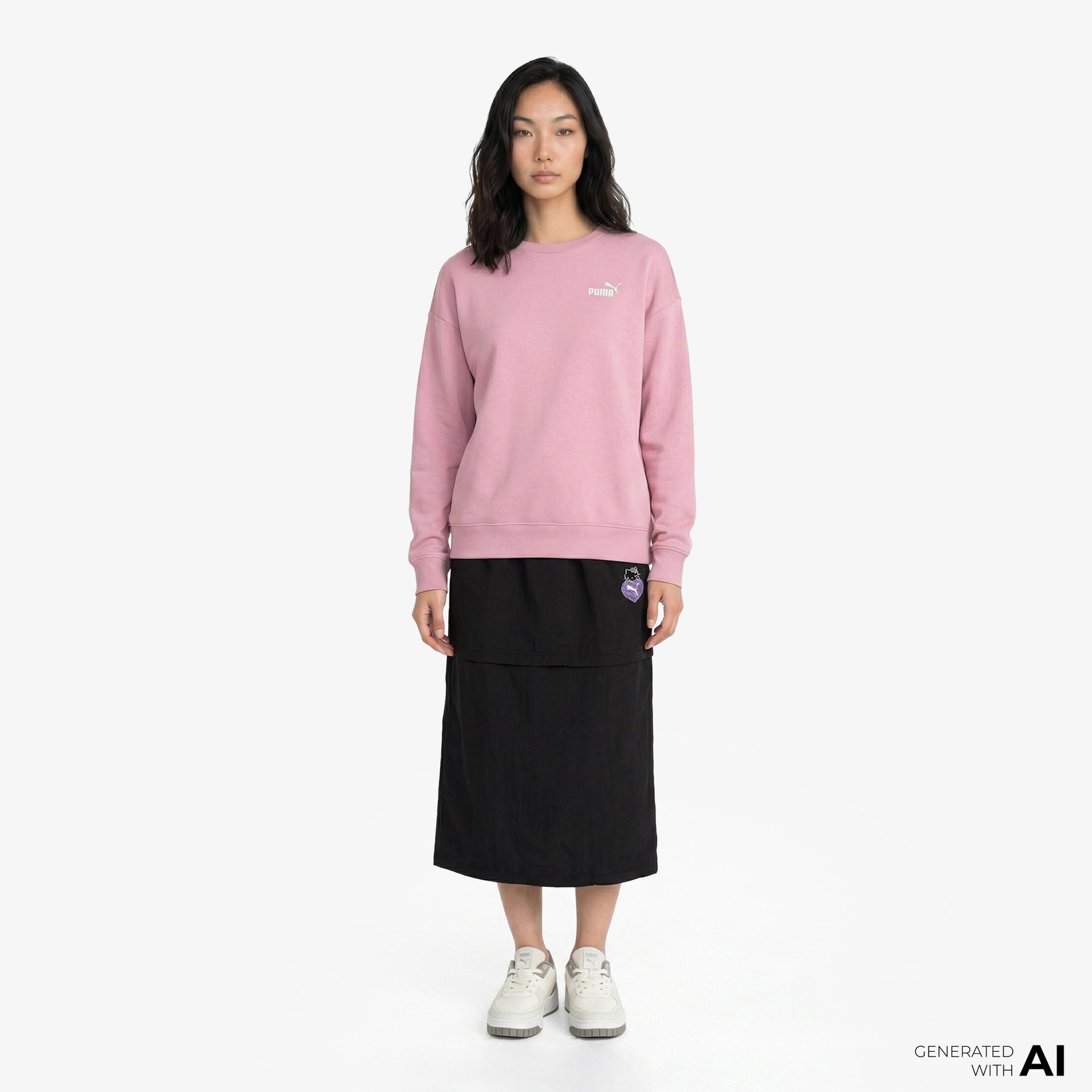 Puma Essential Small Logo Relaxed Crew Kadın Pembe Sweatshirt