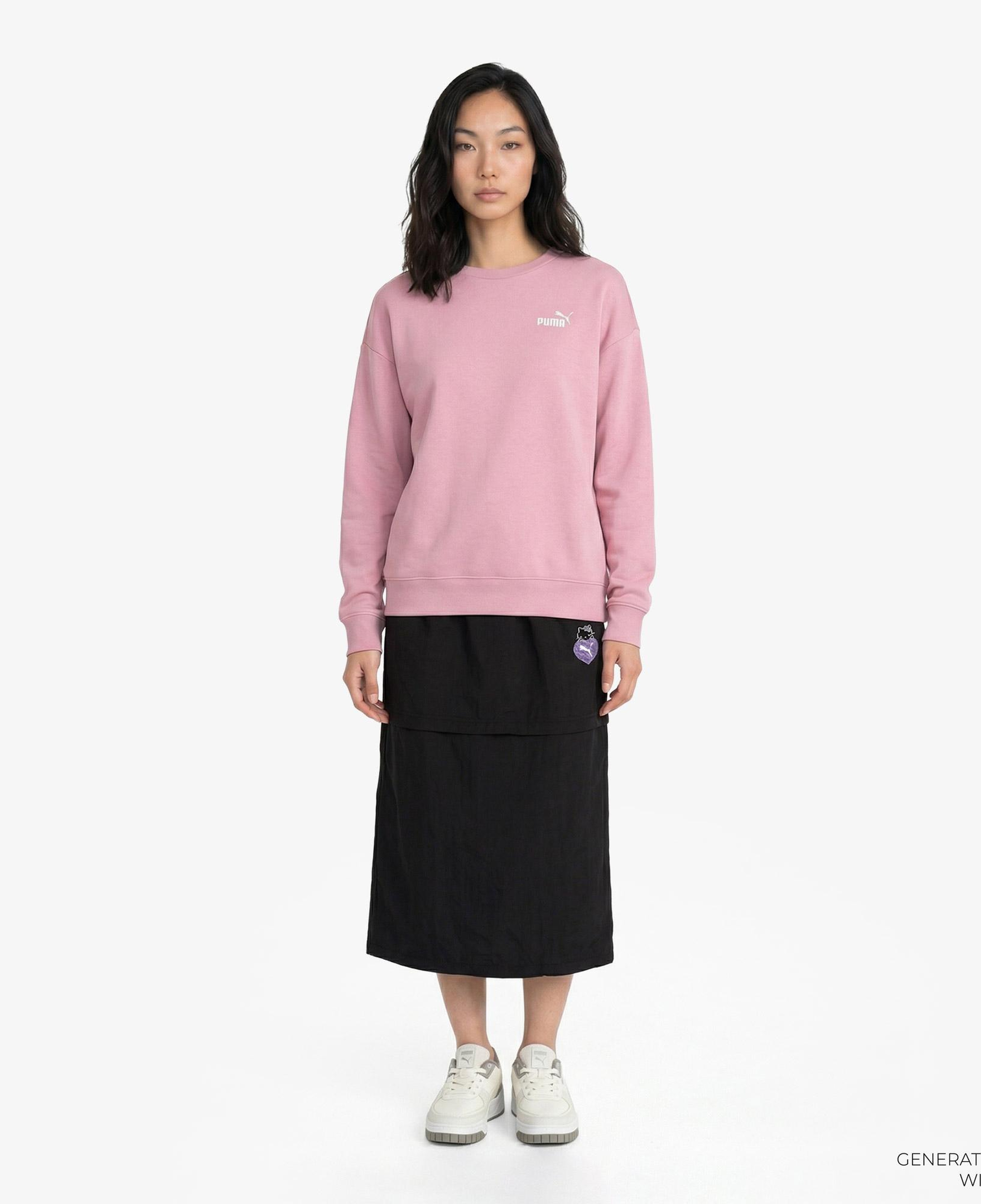 Puma Essential Small Logo Relaxed Crew Kadın Pembe Sweatshirt