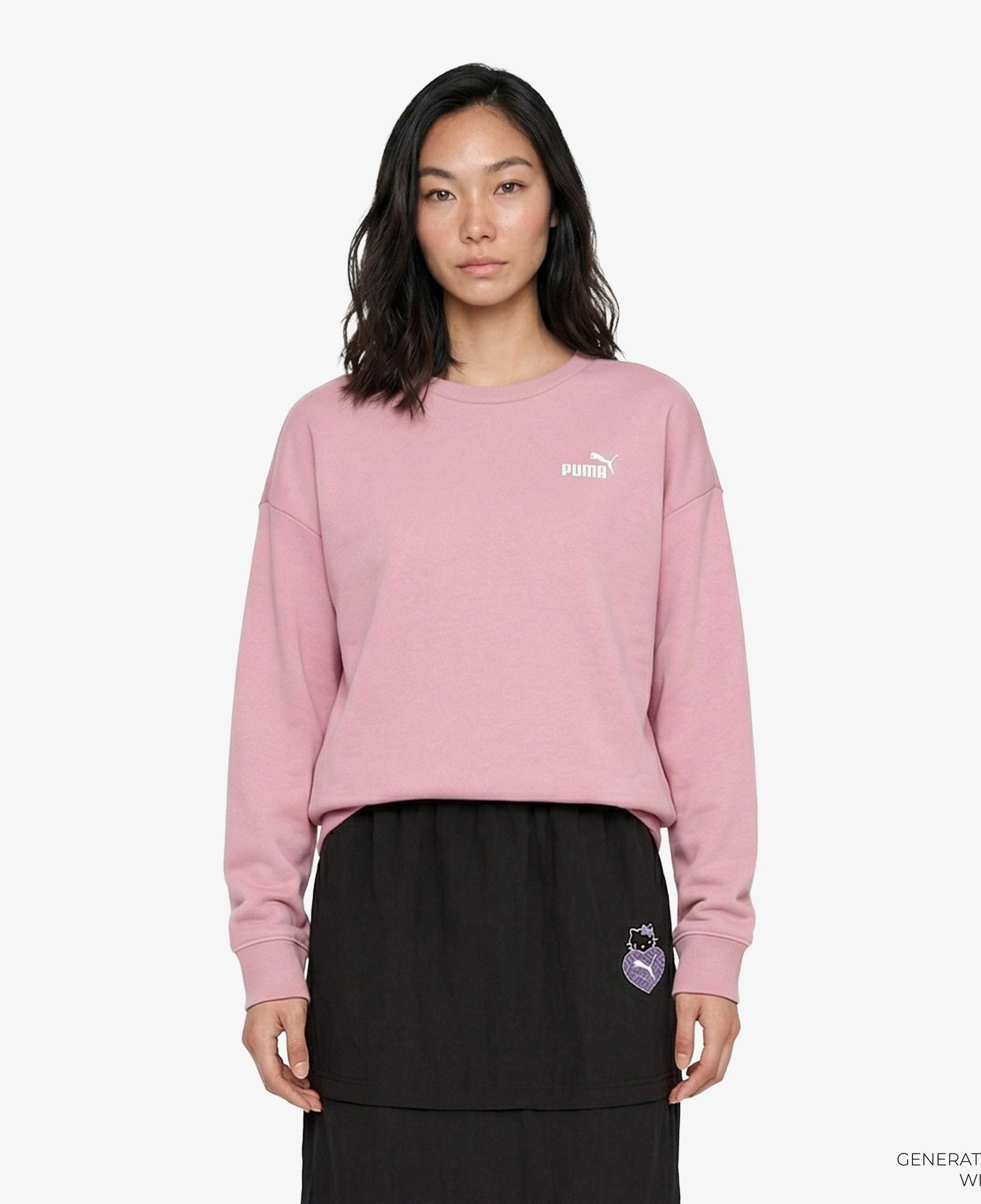 Puma Essential Small Logo Relaxed Crew Kadın Pembe Sweatshirt