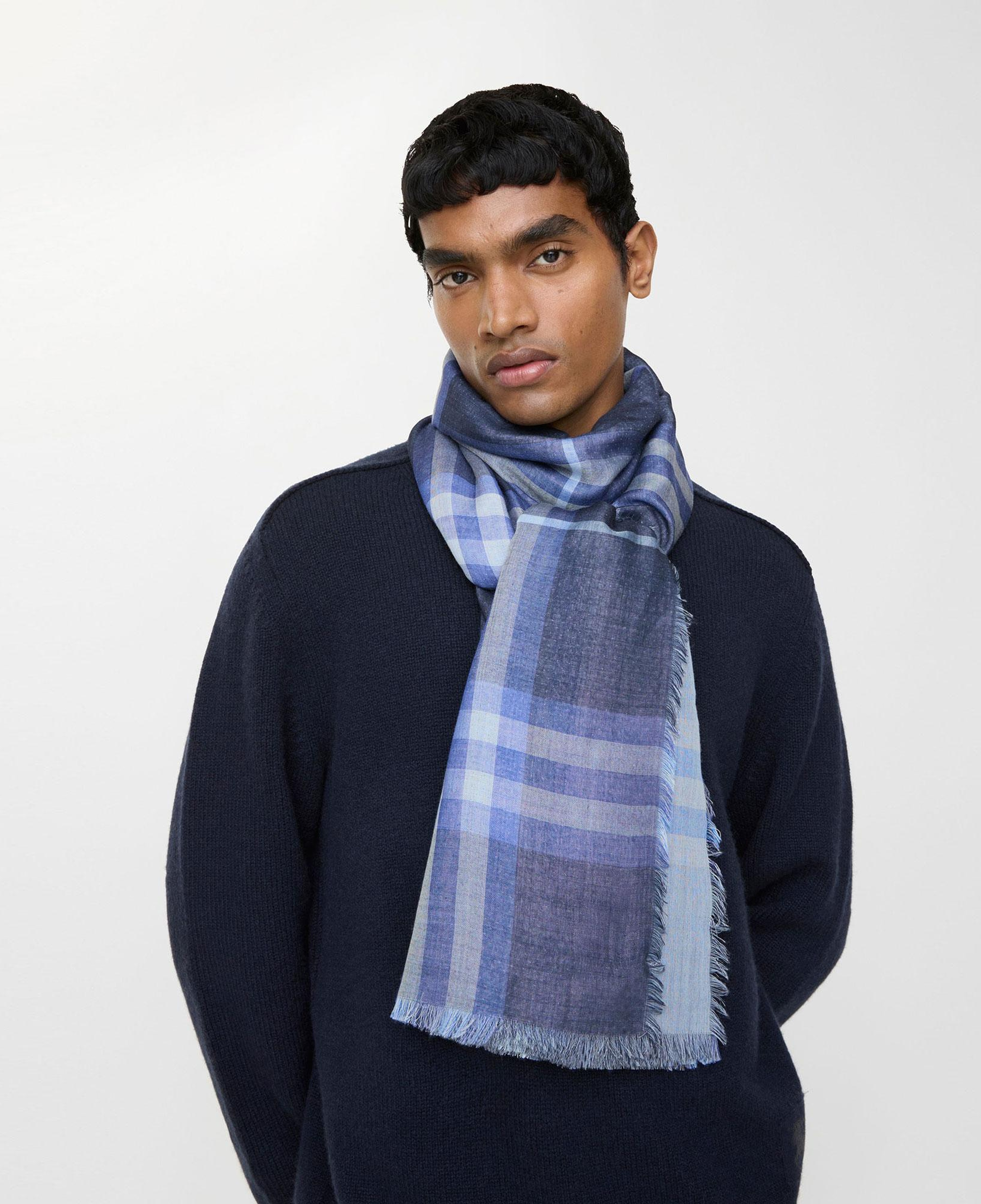 Burberry Reversible Check Wool Silk Kadın Lacivert Atkı