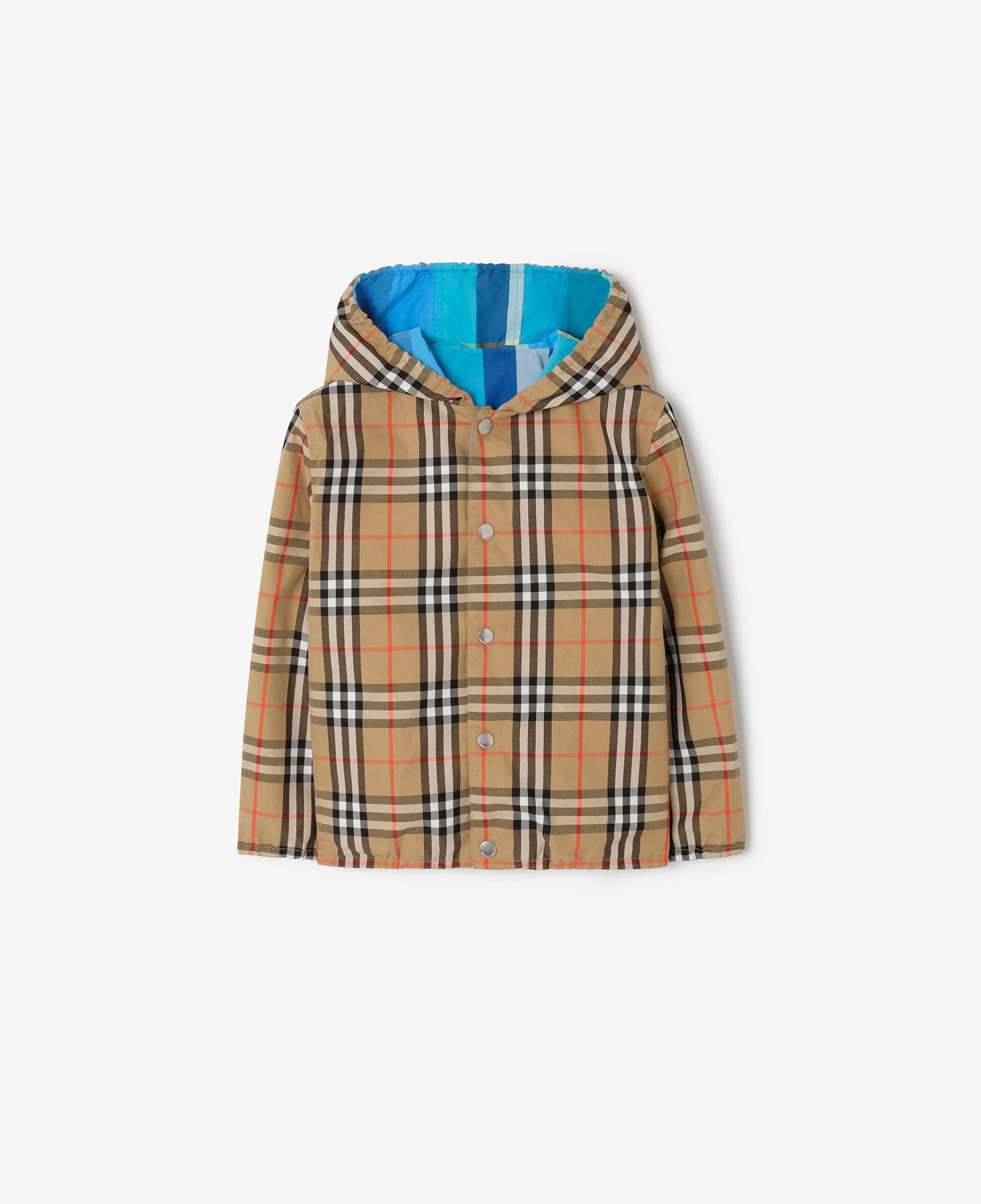 Burberry Reversible Check Nylon Hooded Çocuk Mavi Mont